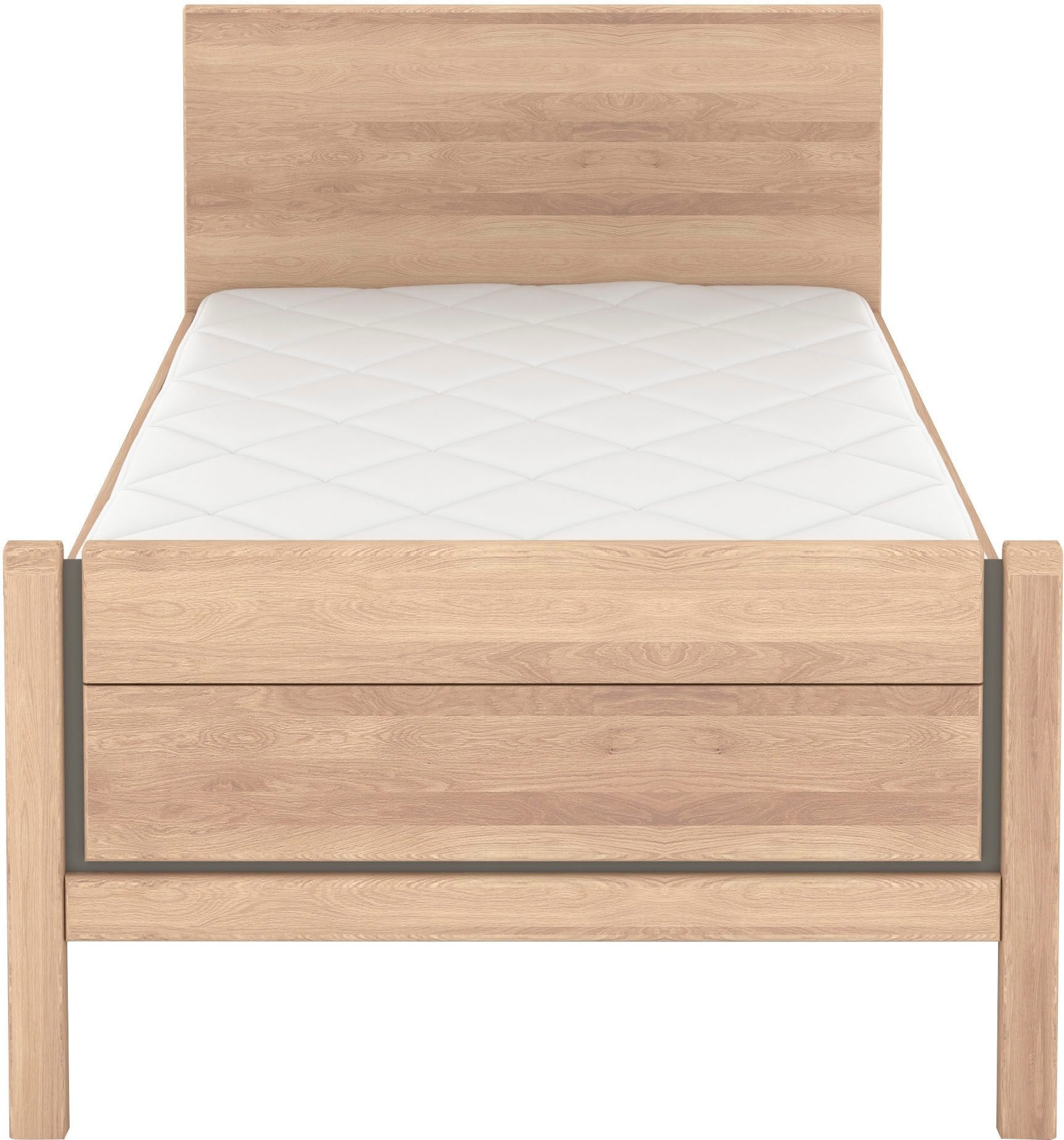 Musterring Holzbett Sorrent, Bettgestell, Bettrahmen, teilmassiv Eiche (MADE IN GERMANY), Eiche teilmassiv, Liegehöhenverstellung, Stollenfußteil