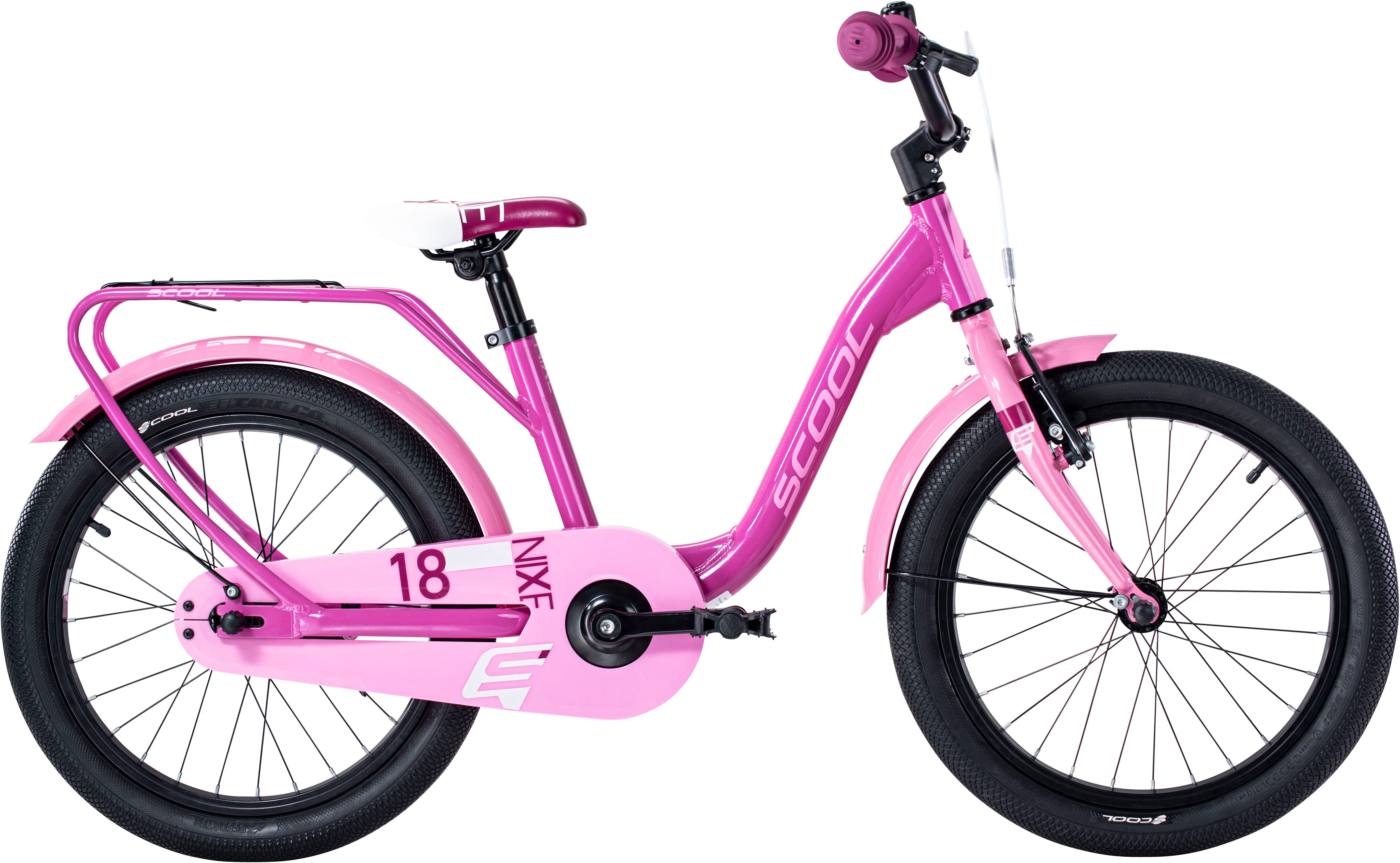 S’COOL Kinderfahrrad S'COOL niXe 18-1S - Pink/Baby Pink, 1 Gang, ohne Schaltung, Stützräder montierbar