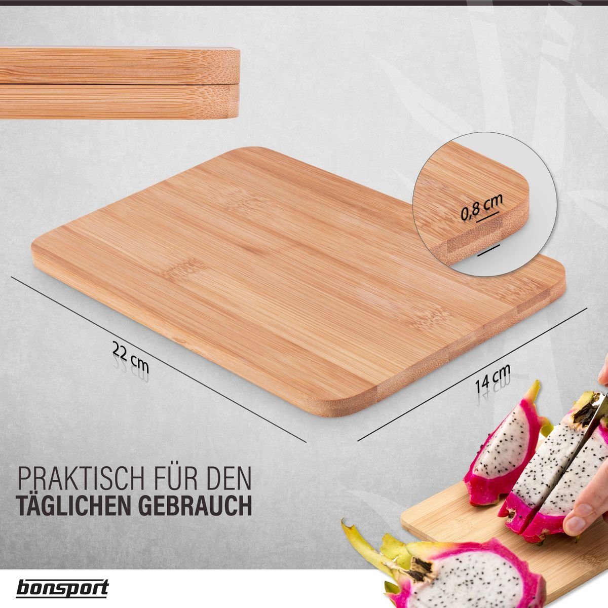 bonsport Frühstücksbrett 6er Set Brettchen, Bambus