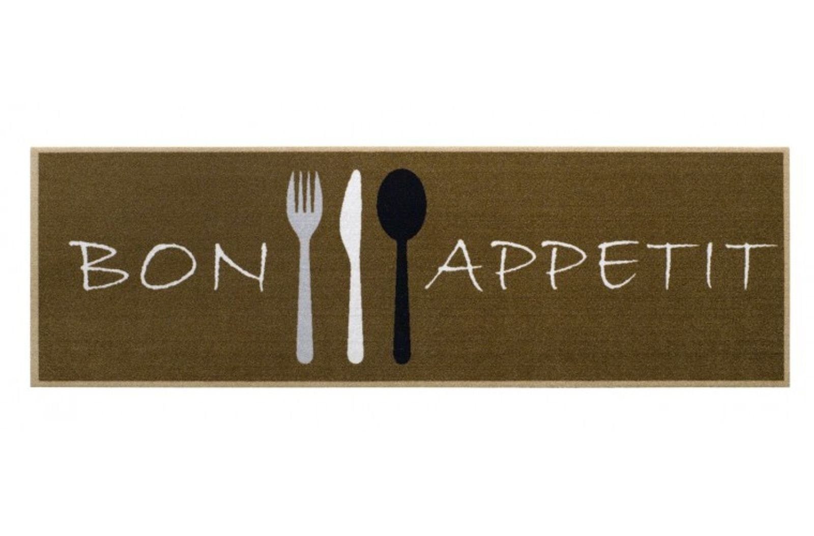 50 Bon Appetit, Höhe: x - Eingangsmatte Teppichmatte Cook&Wash 30° anti-rutsch, 5 Läufer beige Entree, 150 cm, - mm, waschbar, Küchenteppich, bei MD MD rechteckig, Entree