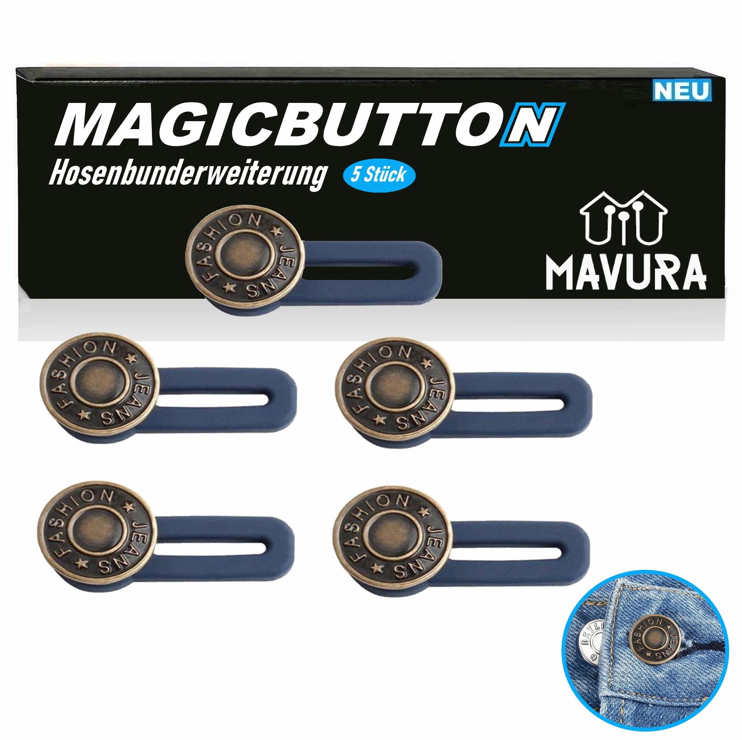 MAVURA Bunddehner MAGICBUTTON Hosenbunderweiterung Hosenbund Hosen Verlängerung Dehner