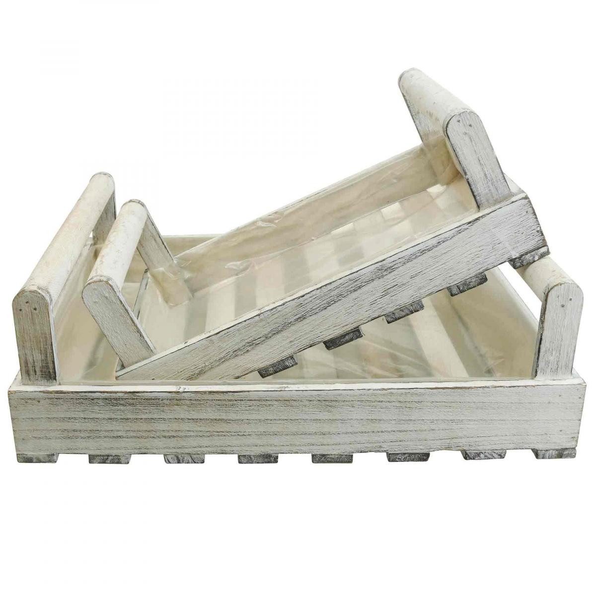 Florists Products Dekokorb 2er Set Blumenkasten Holz Weiß Shabby Chic Design -