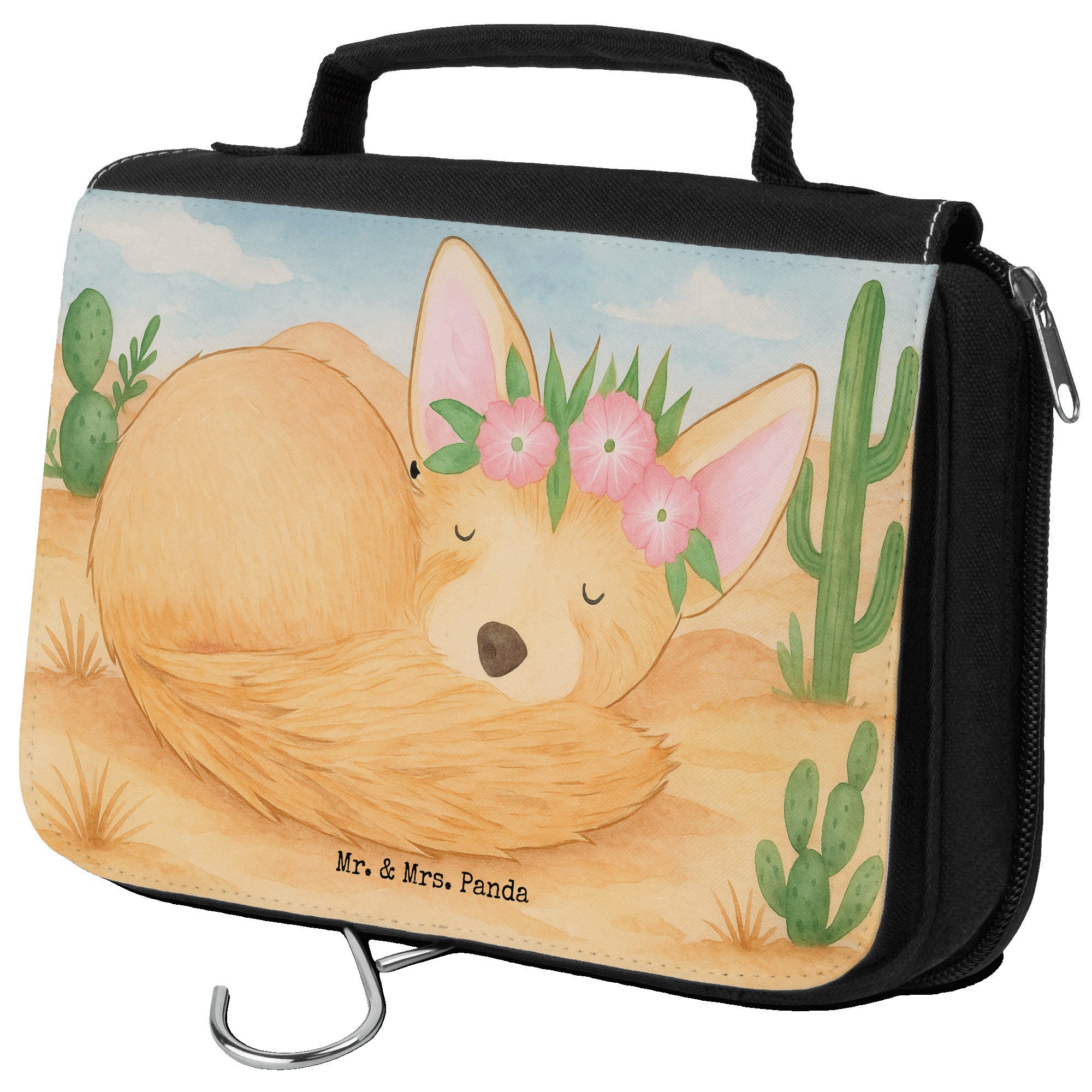 Kulturbeutel Wüstenfuchs Blumen Design, Kosmetiktasche, Weiß, beautycase, beauty c