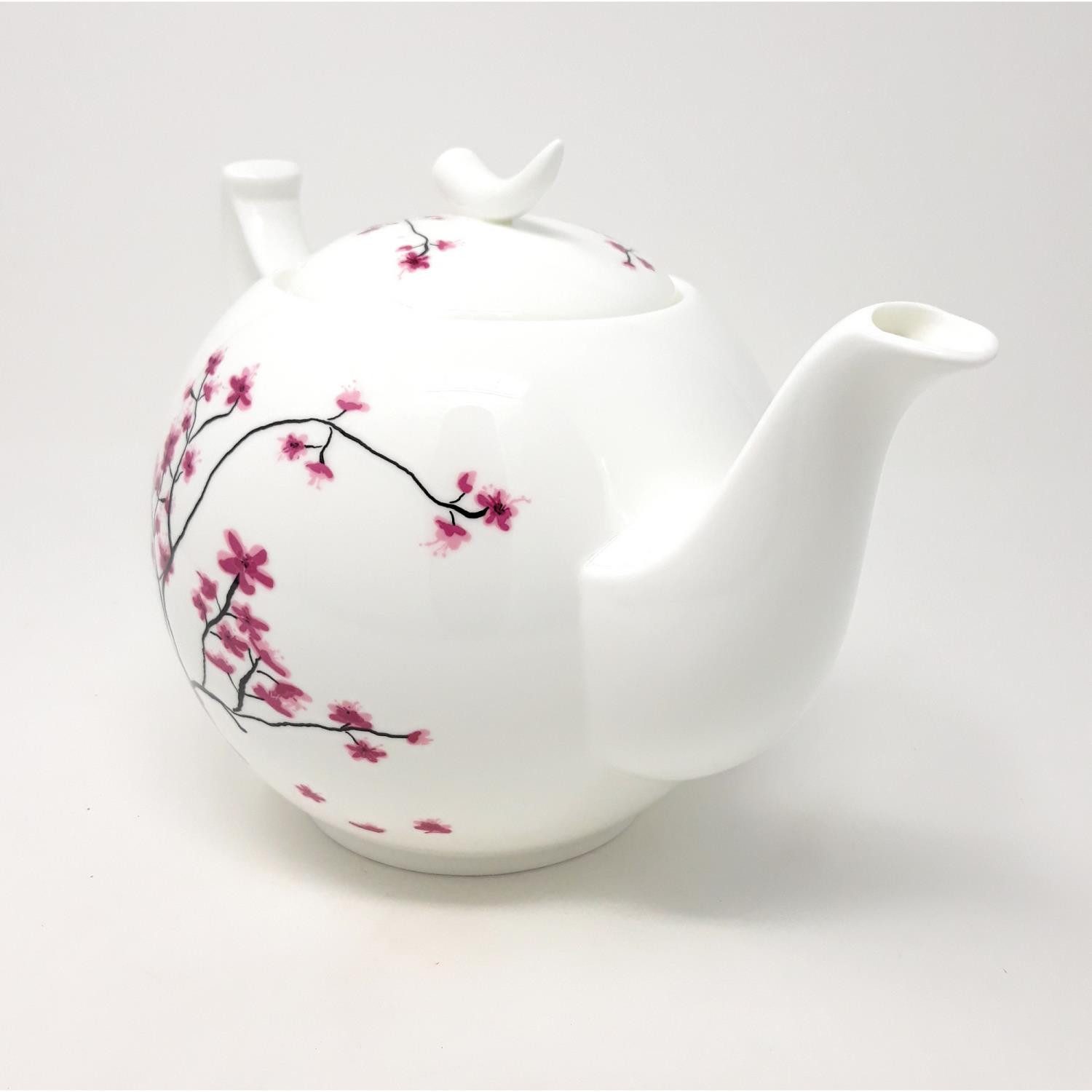 TeaLogic Teekanne Cherry Blossom, 1500 l, Spülmaschinengeeignet, Weiß, Kirschblüten, H: 16cm