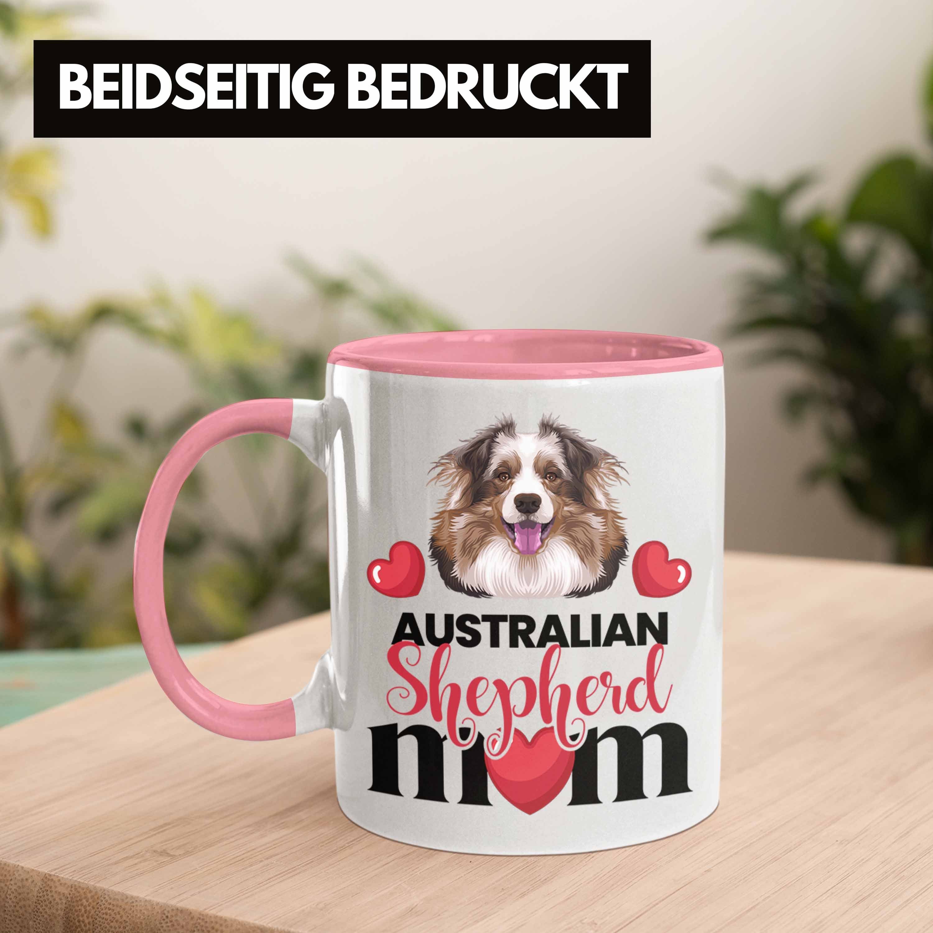 Trendation Tasse Australian Shepherd Mama Geschenk Tasse Spruch Rosa Lustiger Mom Besitzer G