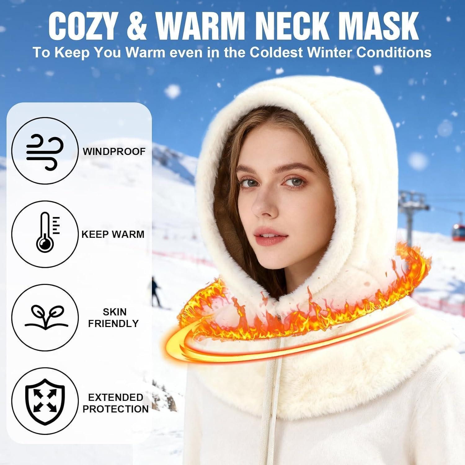LuxusKollektion Sturmhaube Sturmhaube Damen Thermo Plüsch Winddichte Balaclava Beige