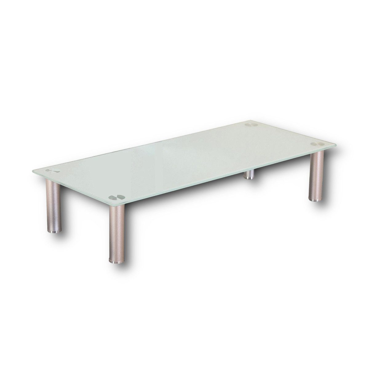 HOOZ TV-Aufsatz Weißglas mit Aluminiumfüßen - Ablage und Platzerweiterung 80x35cm, (modern, 1-St., mit Aufbauanleitung), aus Sicherheitsglas