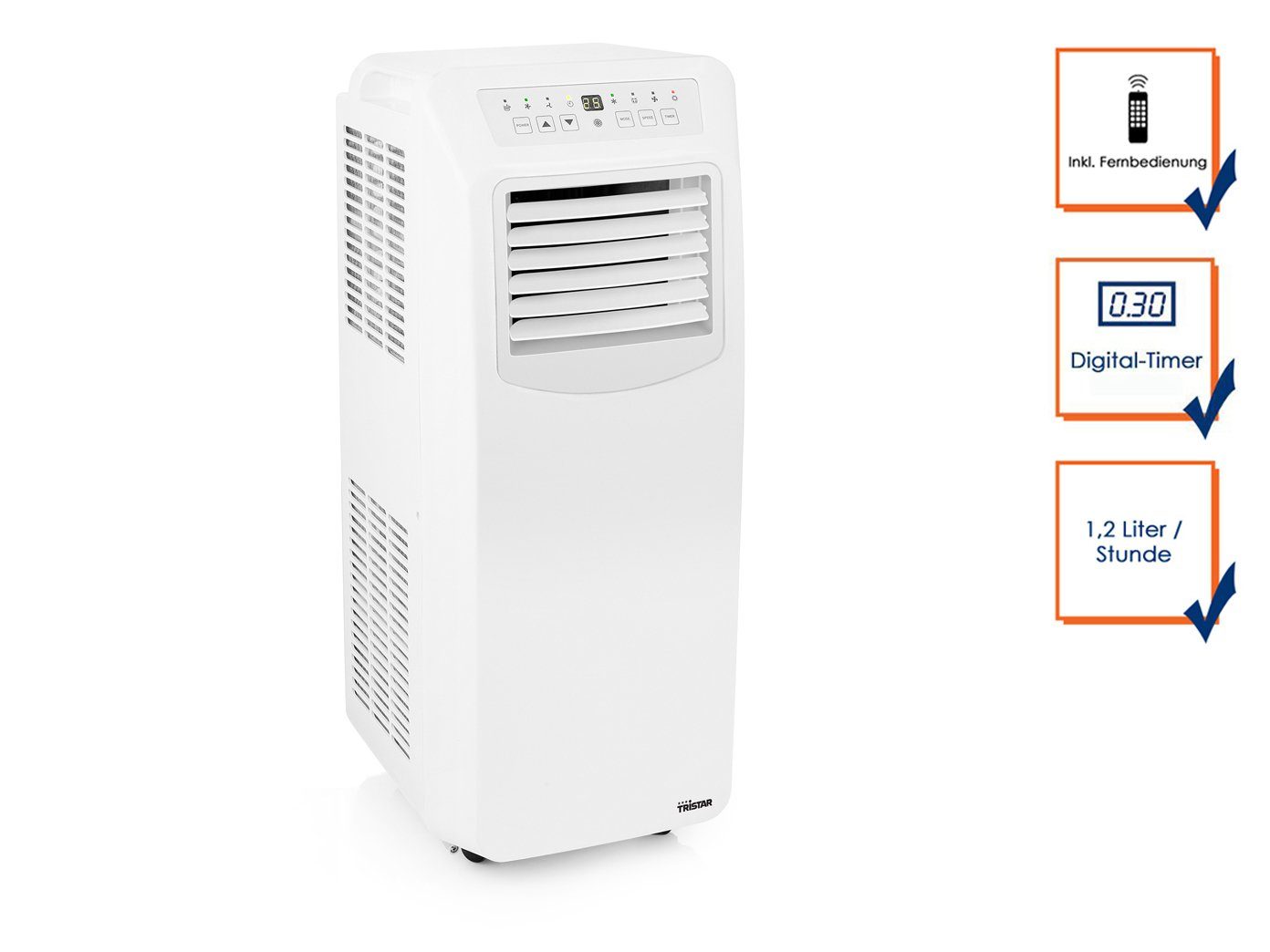 Tristar 3-in-1-Klimagerät, Mobile Klimaanlage mit Abluftschlauch - Heizung,  Luftkühler, Entfeuchter & Ventilator, für Räume bis 100m3