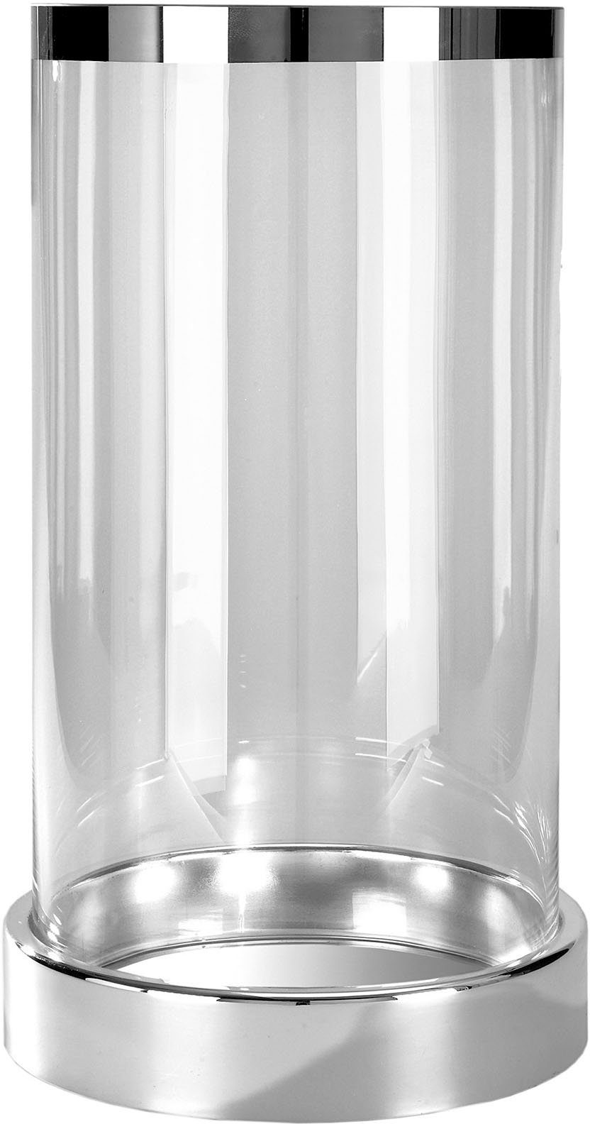 St), Höhe - 44 Fink Eisen cm ca. Windlicht EMPIRE Glas, mit Silberfarben vernickelt (1