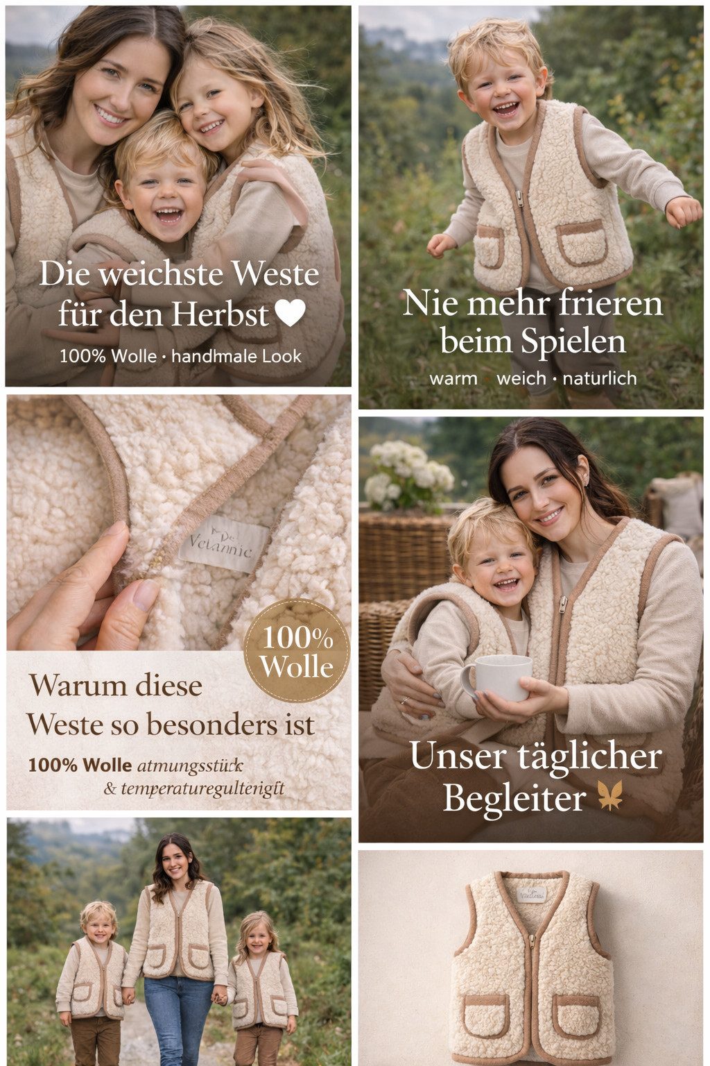 LIRA Deko Funktionsweste Kinderwollweste aus 100 % Schafwolle – Ganzjährig wärmend kuschelweich kuschelweich & angenehm leicht zu tragen