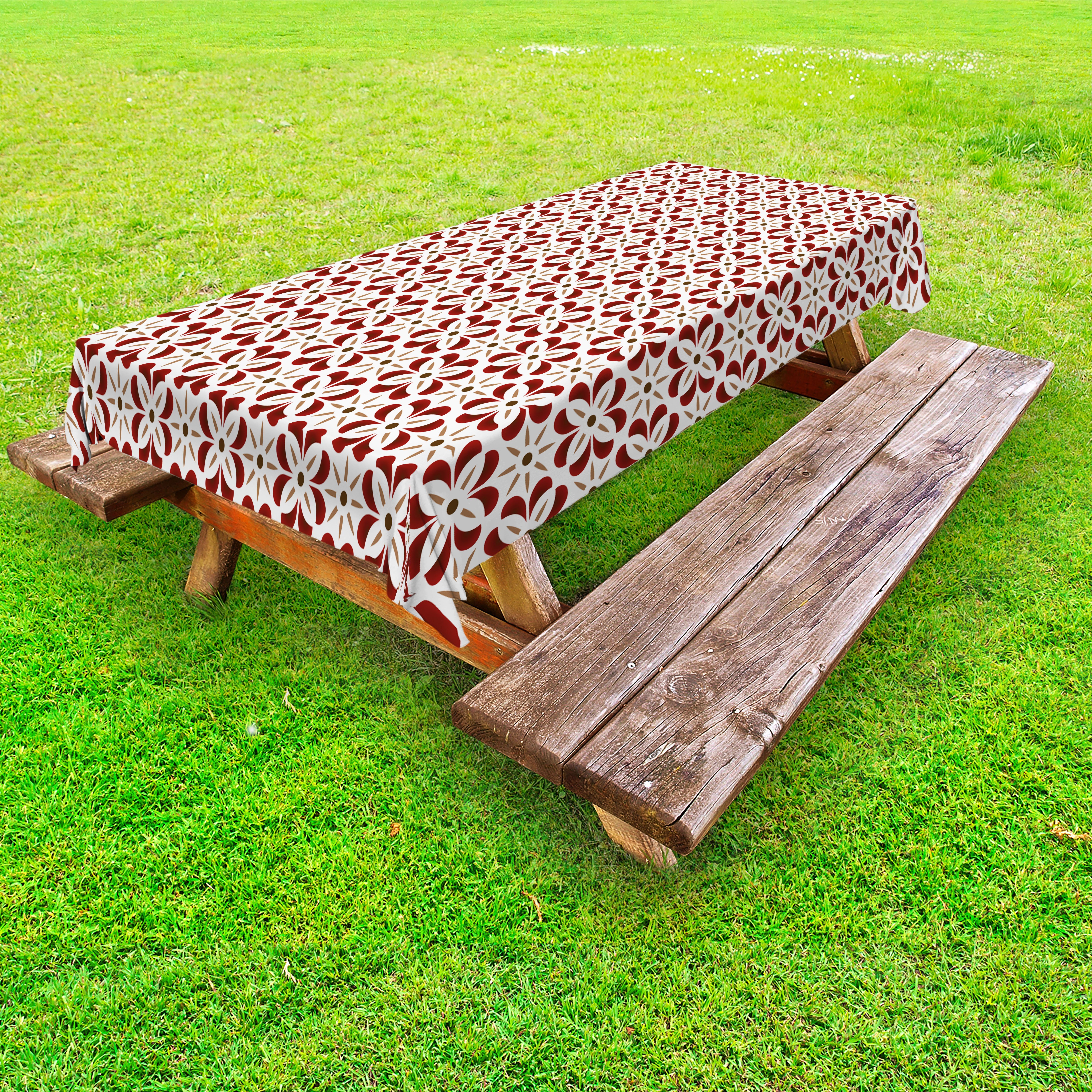 Abakuhaus Tischdecke dekorative waschbare Picknick-Tischdecke, Brown Floral Grafische Blumen Shaped