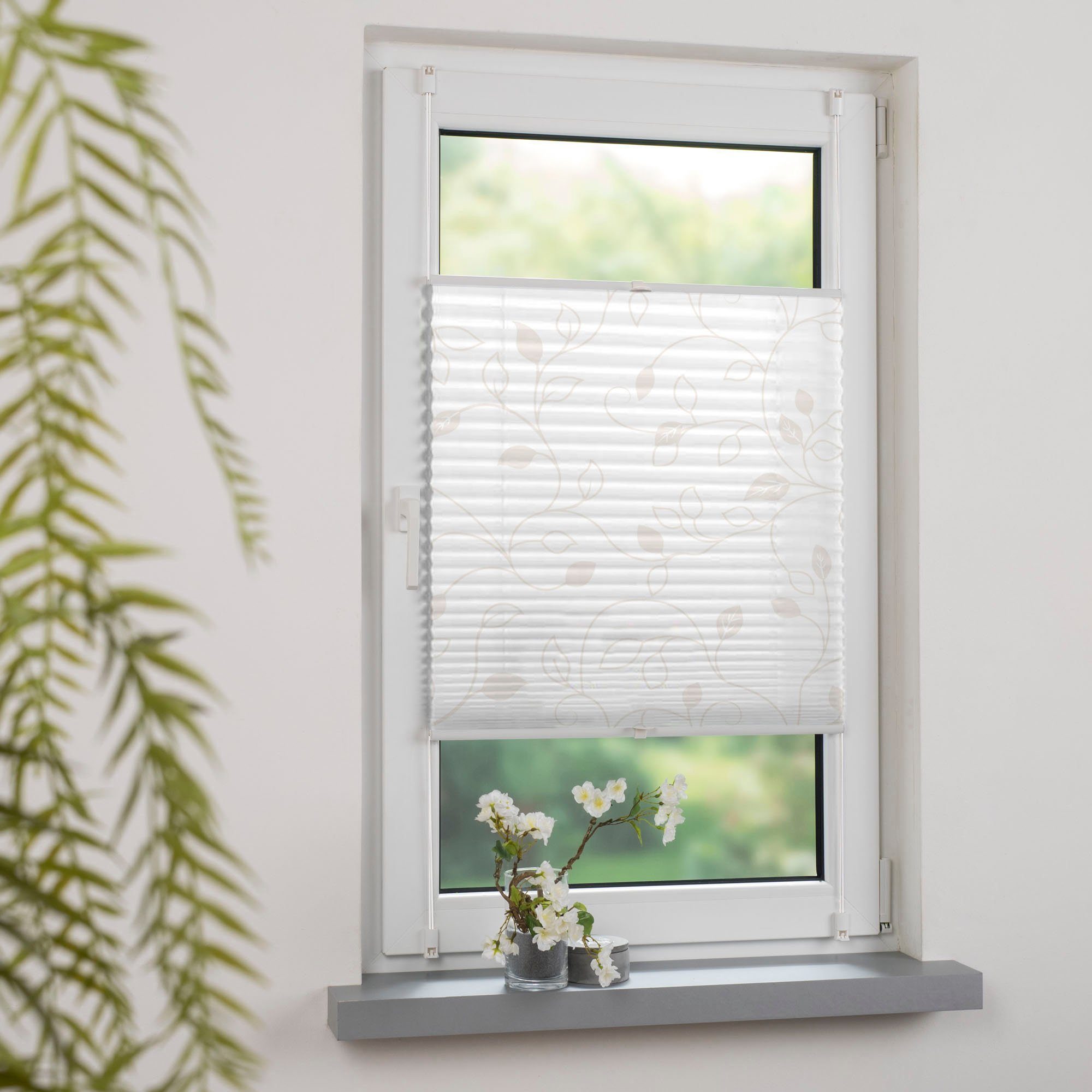 GARESA Plissee Ranke, Lichtschutz, ohne Bohren, verspannt, Klemmfix, einfache Montage, bedruckt, blickdicht