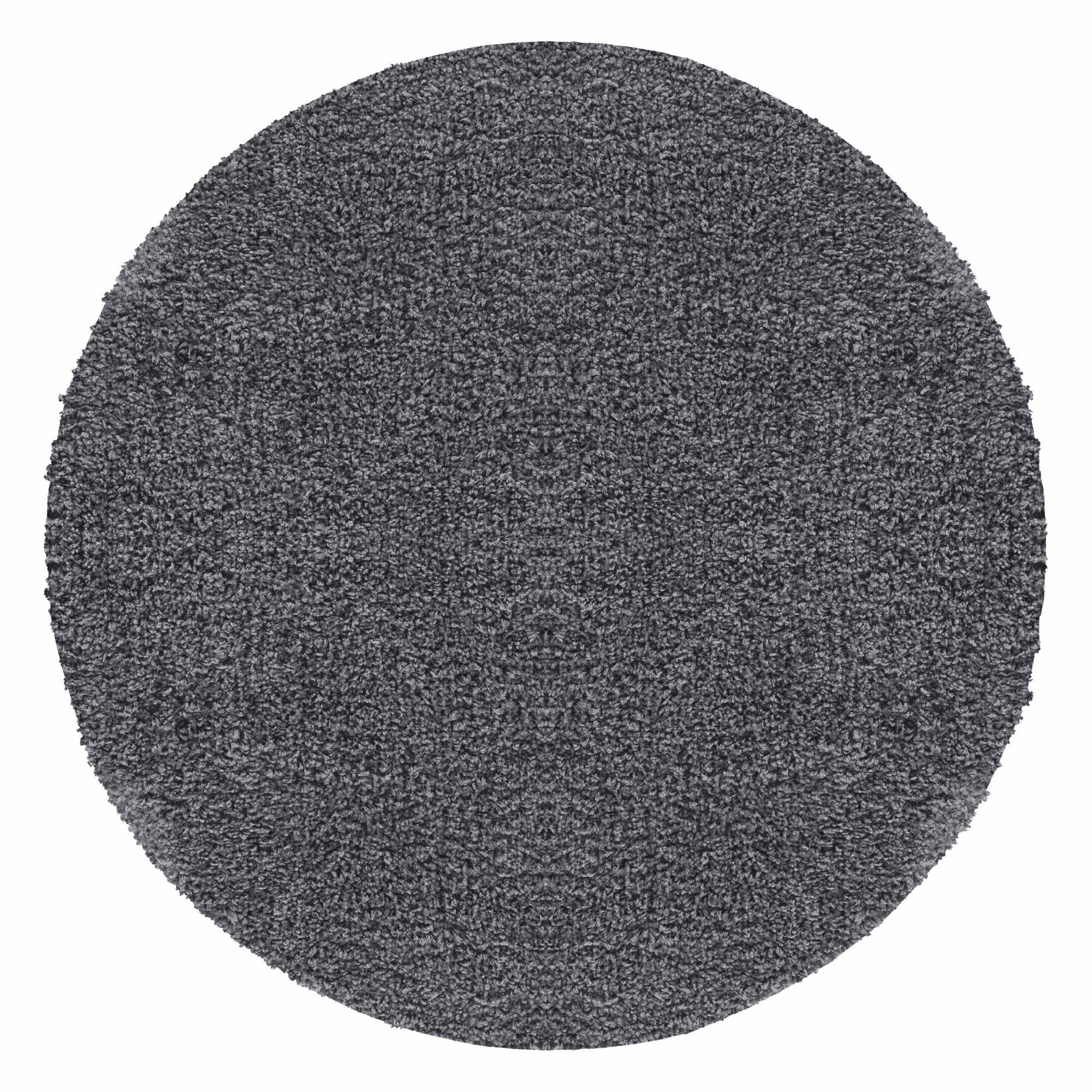 Hochflor-Teppich Unicolor - Einfarbig, Carpetsale24, Rund, Höhe: 30 mm, Modern Kurzflor Teppich Wohnzimmer Abstrakt Design Rosa Pflegeleicht Grau