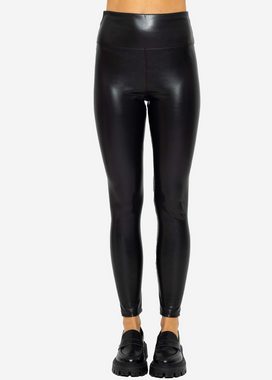 SASSYCLASSY Lederhose Skinny High-Rise Damen Leggings mit Thermo-Futter Highwaist Thermoleggings in Lederoptik gefütterte Kunstlederhose Damen