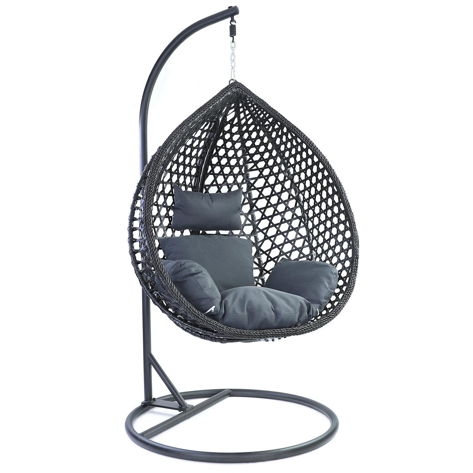 RAMROXX Hängesessel Luxus Hängesessel Style XXL Korb Gestell Schwarz mit Ki günstig online kaufen