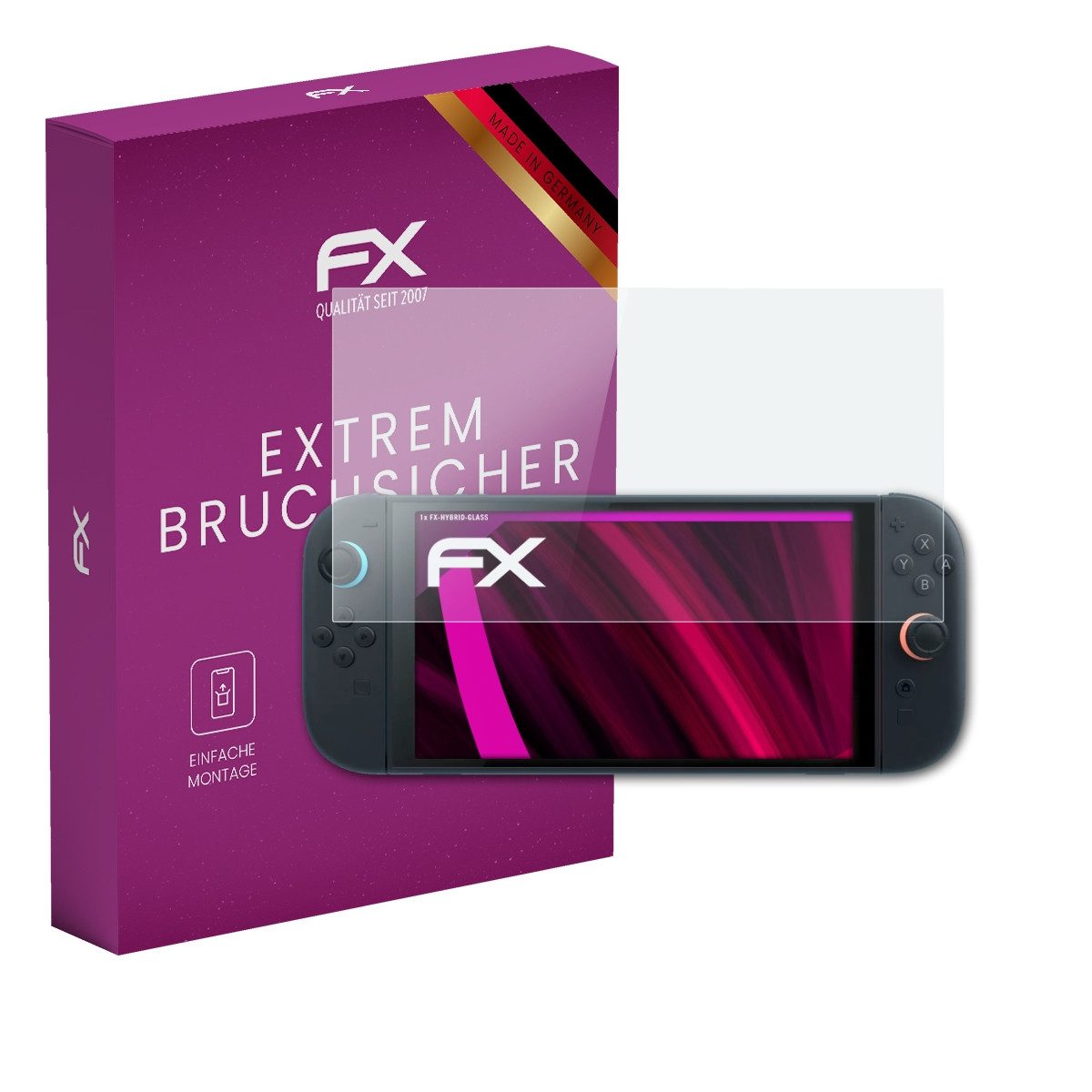 atFoliX Schutzfolie Panzerglasfolie für Nintendo Switch 2, Ultradünn und superhart