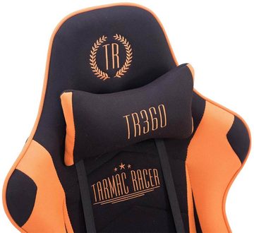TPFLiving Gaming-Stuhl Turbine mit bequemer Rückenlehne - höhenverstellbar und 360° drehbar (Schreibtischstuhl, Drehstuhl, Gamingstuhl, Racingstuhl, Chefsessel), Gestell: Kunststoff schwarz - Sitz: Stoff schwarz/orange