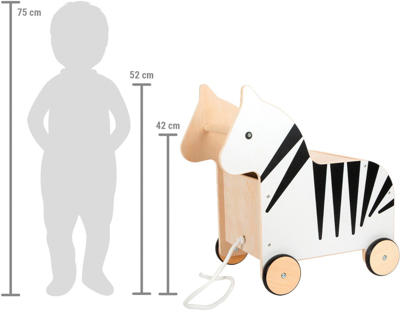 Small Foot Toy Chest Wildlife Zebra, with Wheels