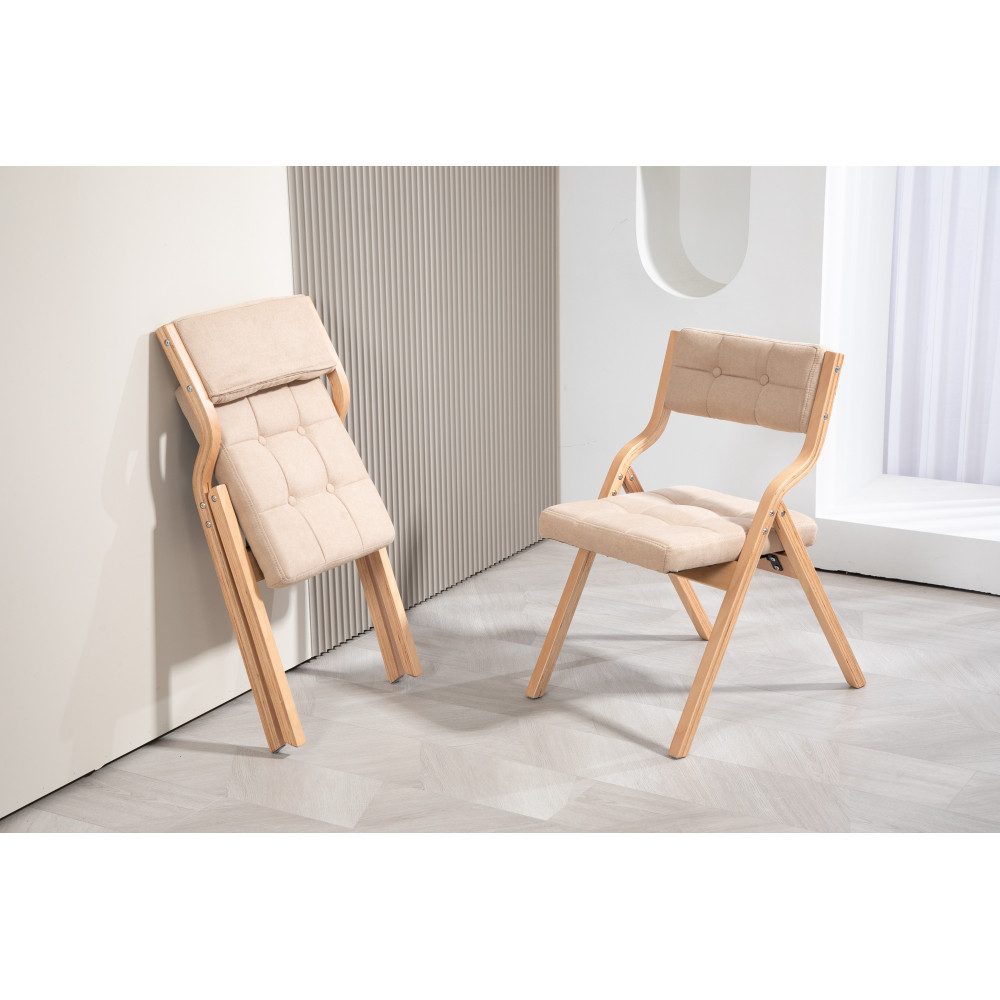 BBG Faltstuhl 2er-Set gepolsterte Klappstühle aus Holz (2 St), Esszimmerstühle mit Samtbezug und Rückenlehne,platzsparende Faltstühle
