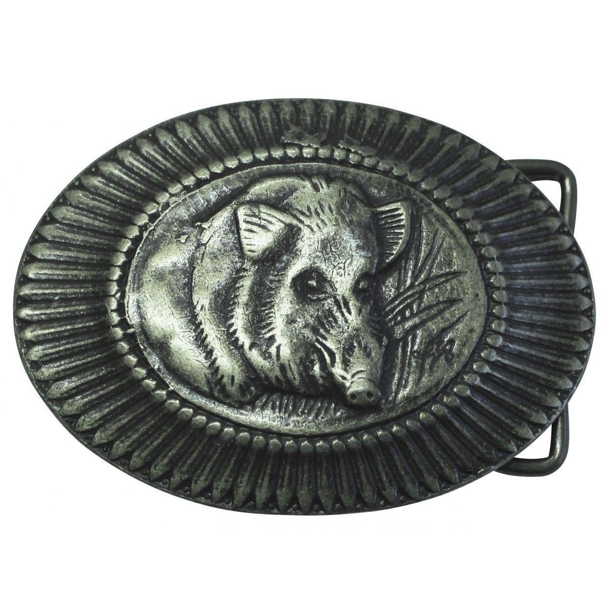 BELTINGER Gürtelschnalle Wildschwein 4,0 cm - Buckle Gürtelschließe 40mm - für Jagd-Outfit und