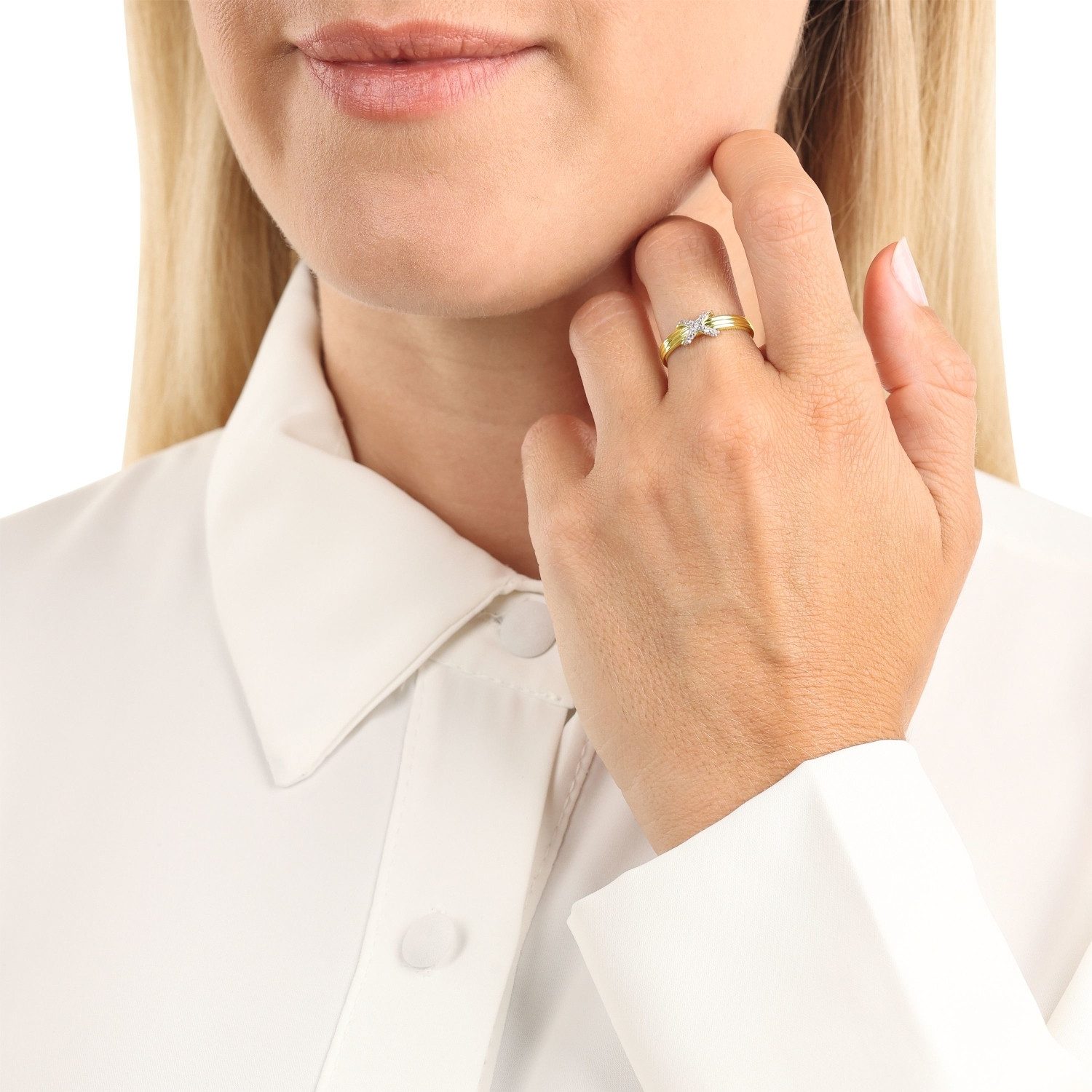 Amor Goldring Amor Ring für Damen, Gold 375, Zirkonia synth. (Ring, 1-tlg)