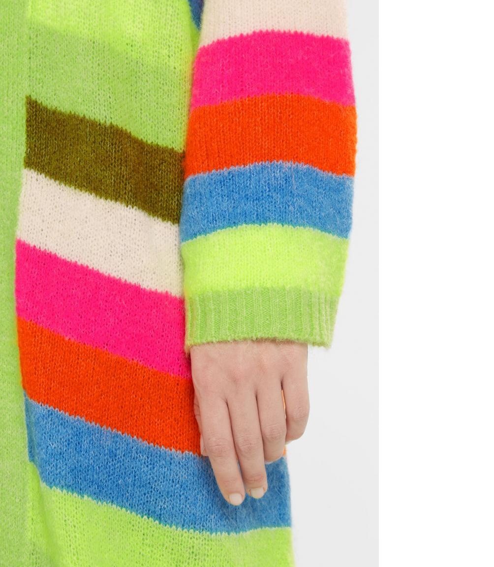 SENSES.THE LABEL Cardigan Bunt gestreifter Long Cardigan KAL:LIE mit weiten Ärmeln Mehrfarbig