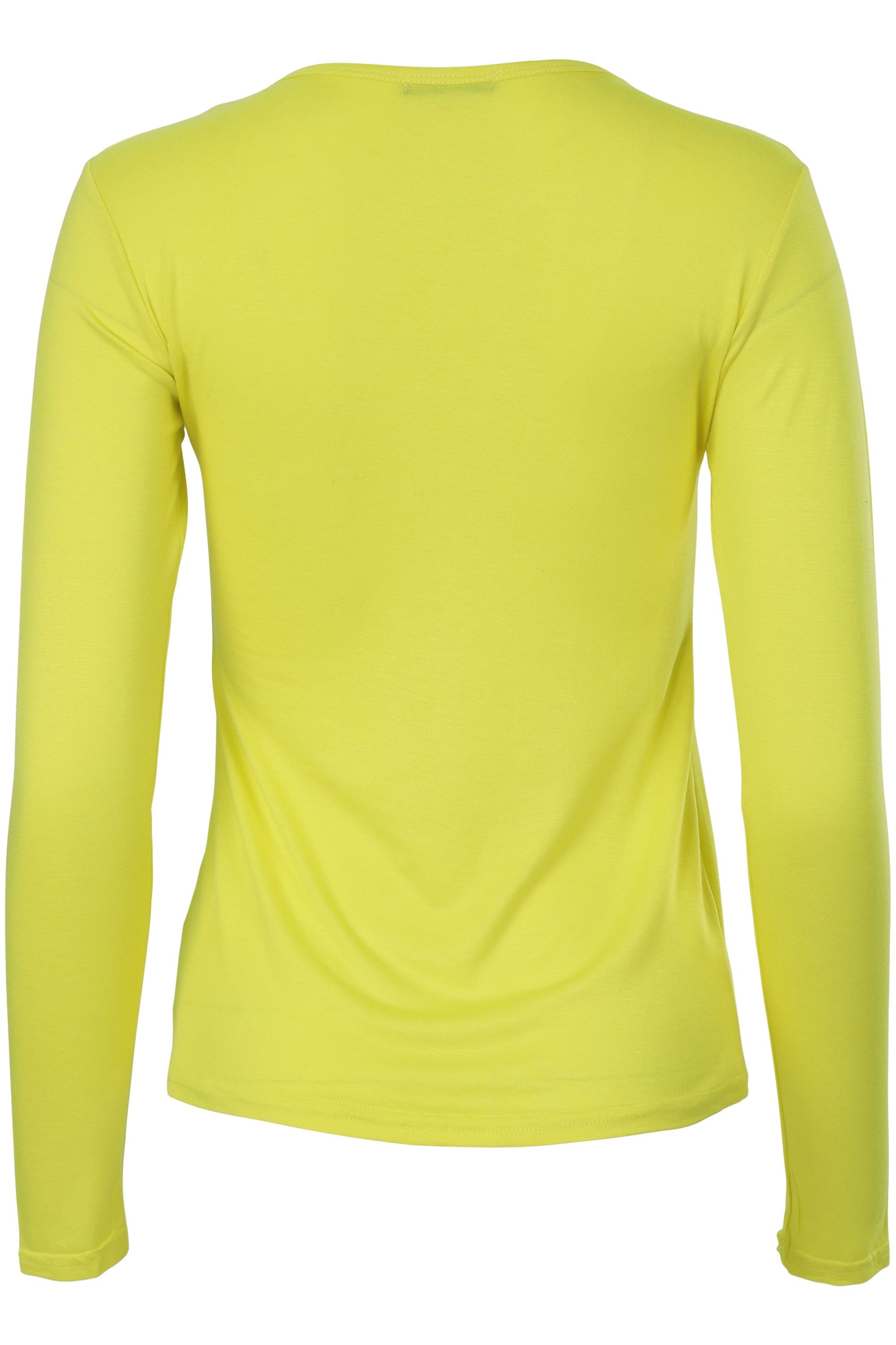 Muse Rundhalsshirt Basic Rundhals Langarmshirt Skinny Fit 1093-O - Zitronengelb S