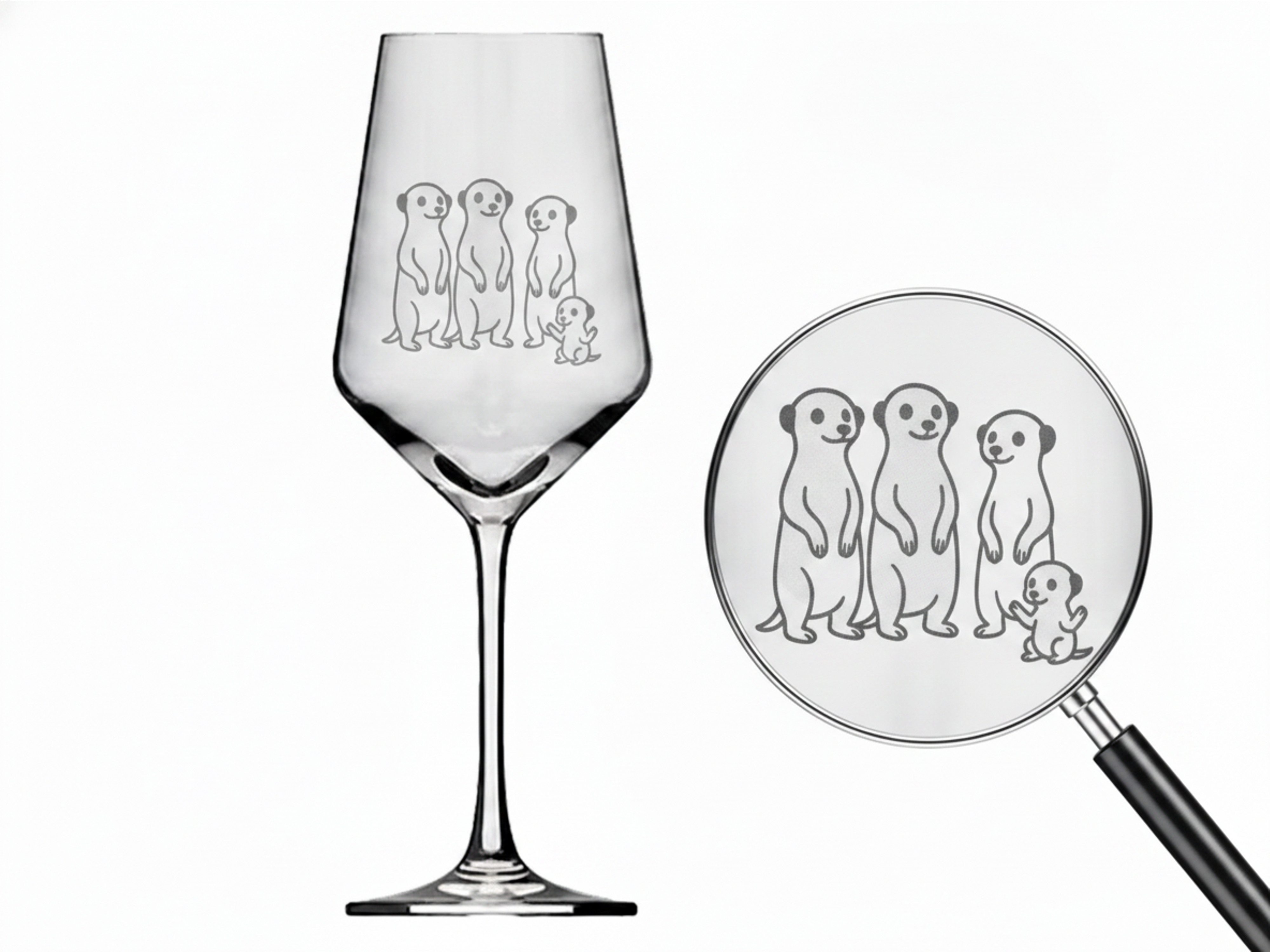 eXODA Weinglas Exoda Erdmännchen Weinglas mit Baby spülmaschinenfest, 1-tlg., Glas, Atemberaubende Darstellung