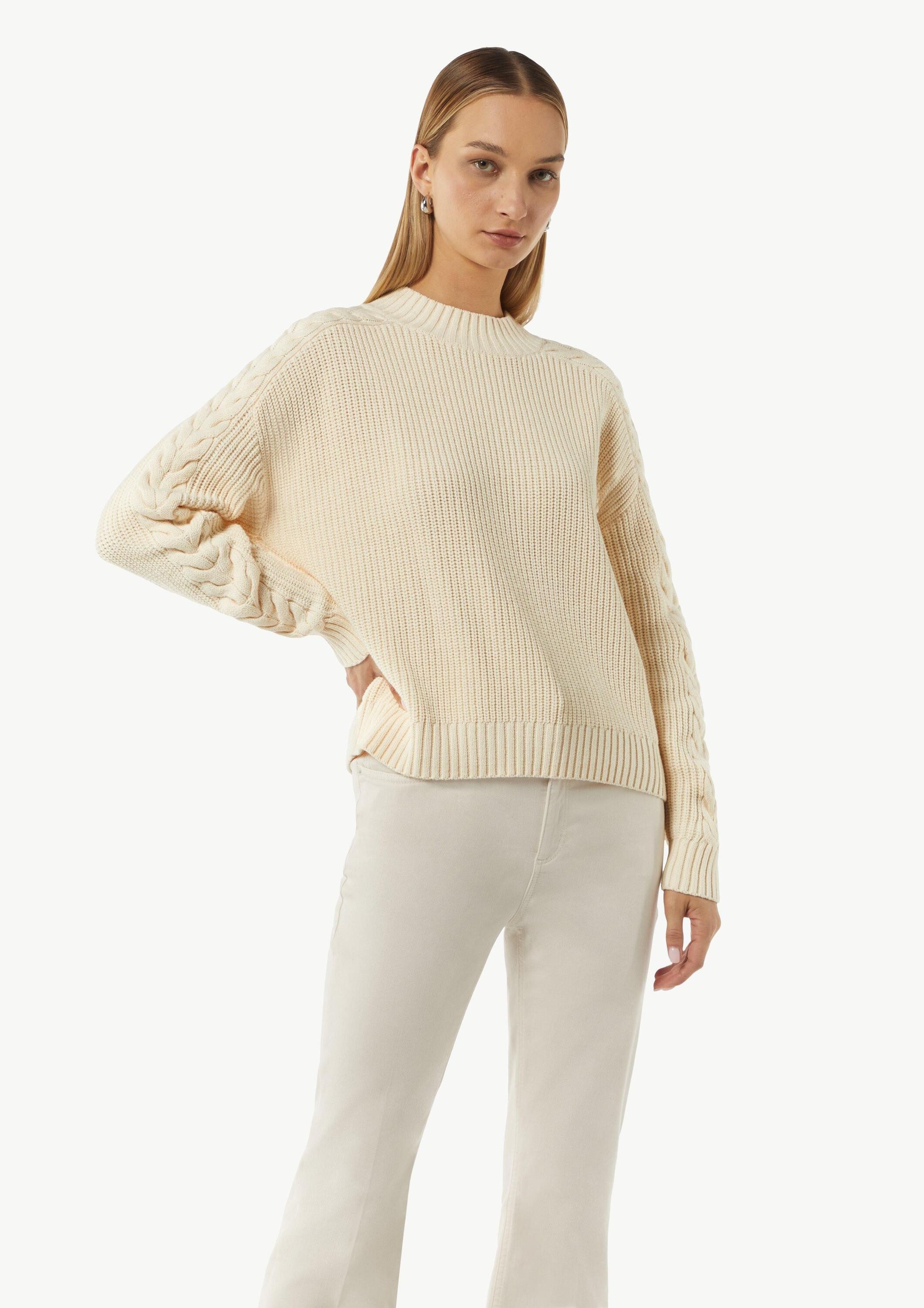 comma Longpullover Strickpullover Strickpullover mit Zopfmuster günstig online kaufen