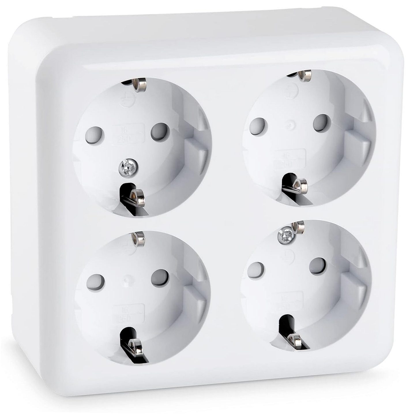 HEITECH Steckdose Steckdose Mehrfachsteckdose 4fach Innenbereich Schuko, 250V - AC - 16A, kostenloser Versand, CE - GS - TÜV geprüft
