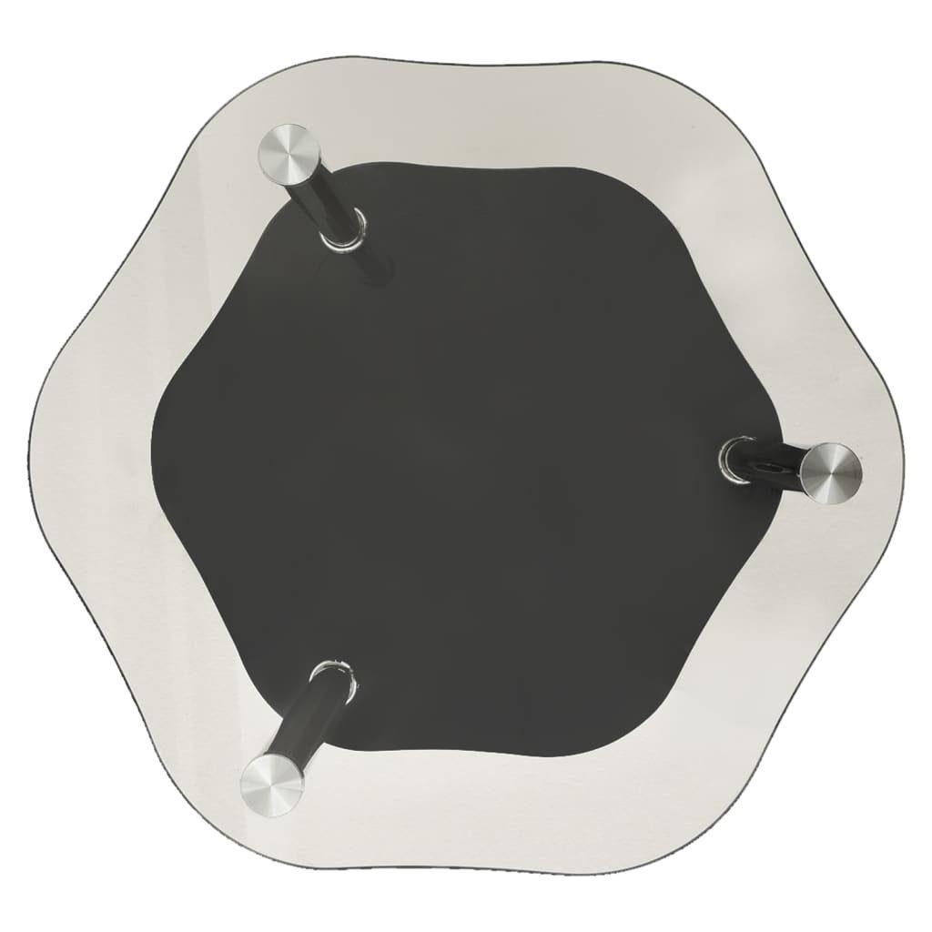 furnicato Couchtisch Beistelltisch mit 2 Ablagen Transparent 38x38x50 cm Hartglas (1-St), Stabiler Couchtisch mit Edelstahlrohren und sechseckigem Design