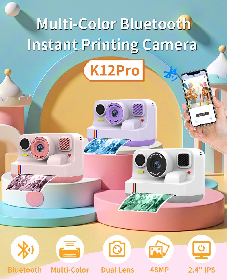Blossom Digitalkamera Kinder Kamera 1080P 2,4" Display Kinder ab 3 Jahre Kinderkamera (48 MP, inkl. Front- & Rückkamera, Bluetooth-Druck, 1080P Video,MP3, Spiel – Bild 2 von 5