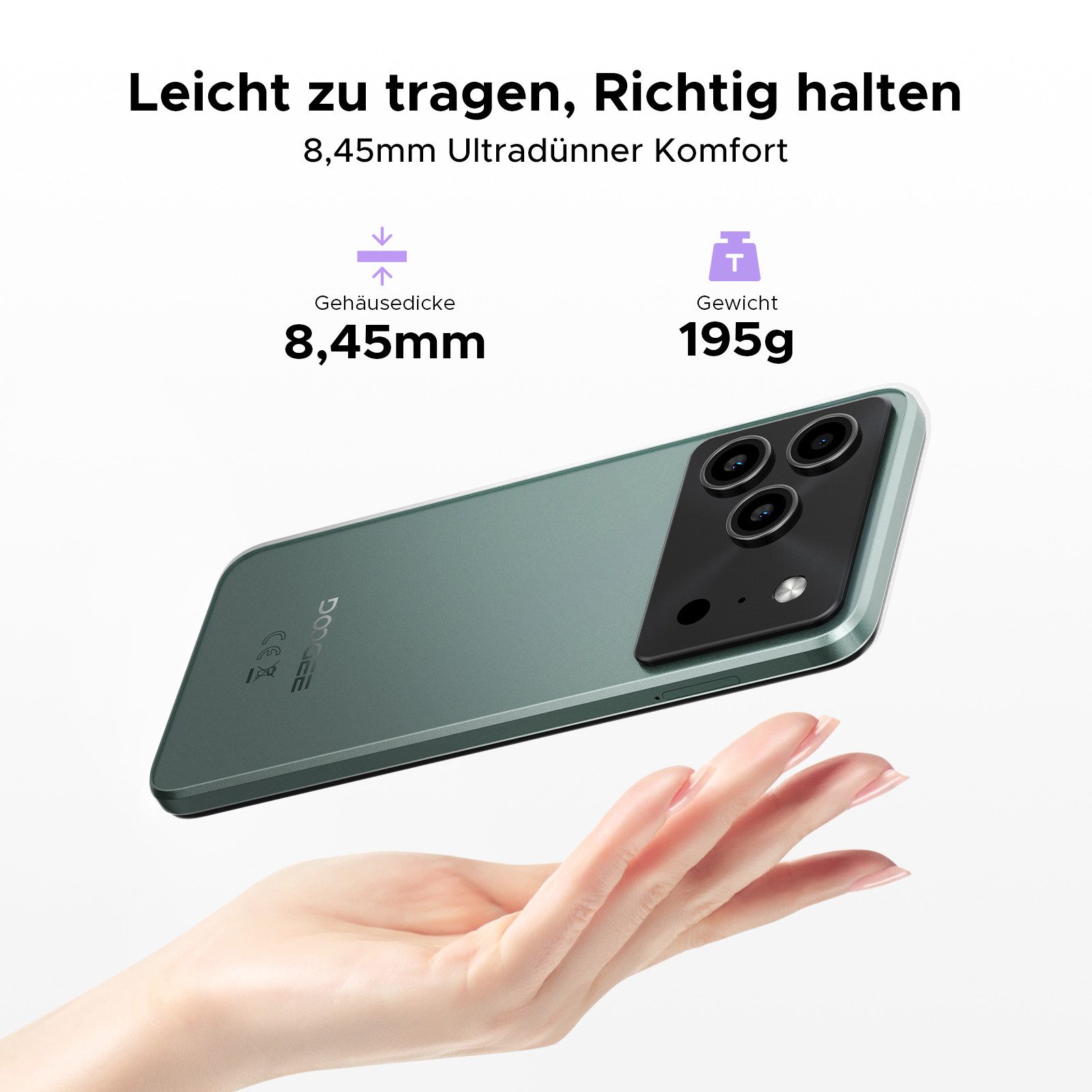 DOOGEE NOTE 56 PLUS Android 16, 48GB RAM (6 + 42GB erweitert)+256GB 6.56" HD+ Smartphone (16,6 cm/6,56 Zoll, 256 GB Speicherplatz, 50 MP Kamera, 50MP AI Kamera, 6150mAh Akku, 90Hz Display, NFC & Fingerabdruck)