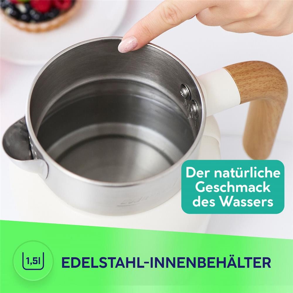 MPM Wasserkocher MPM MCZ-128/B1 Wasserkocher 1,5 l 2200 W Beige, Doppelwandig, 1,5 l, 2200 W, 40–100 °C, Temperaturhaltefunktion – Bild 4 von 5