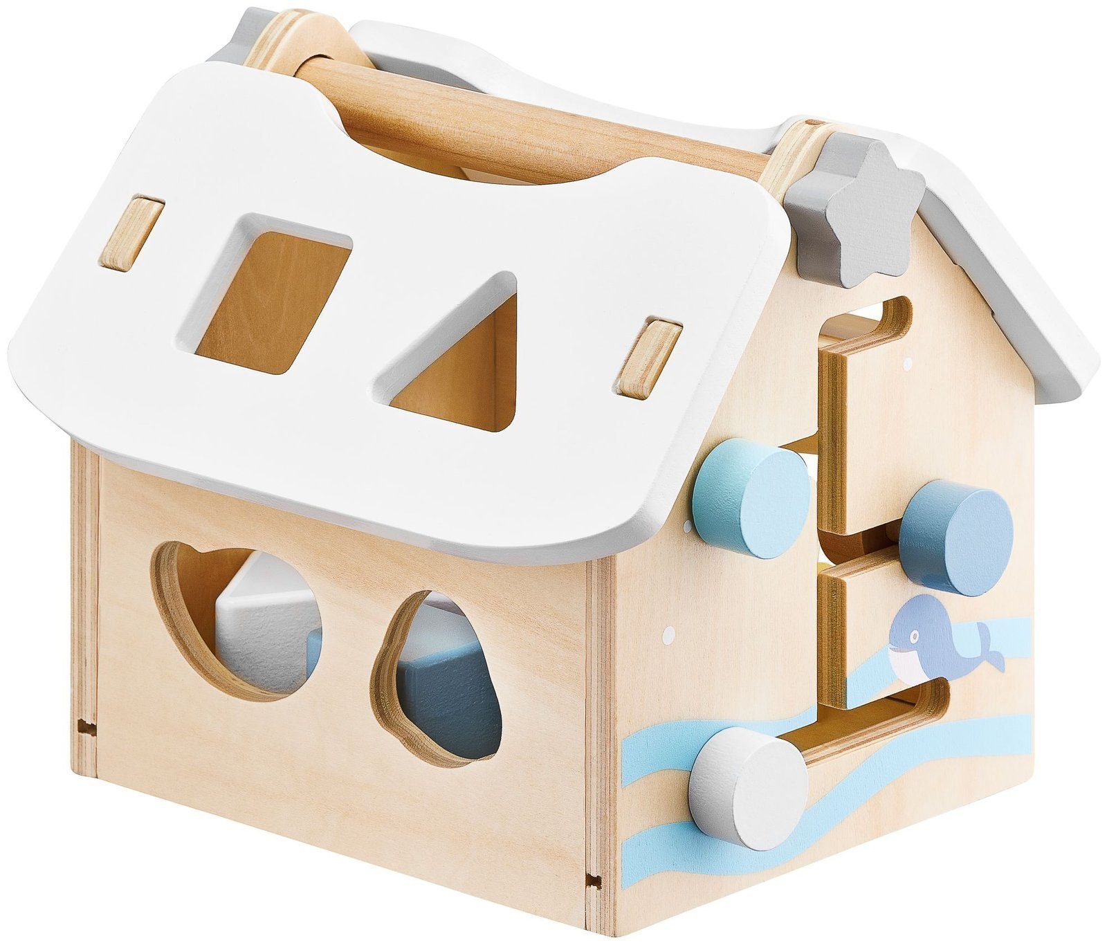 Mamabrum Puzzle-Sortierschale Sorter Bauklötzen - Lernhaus aus Holz mit