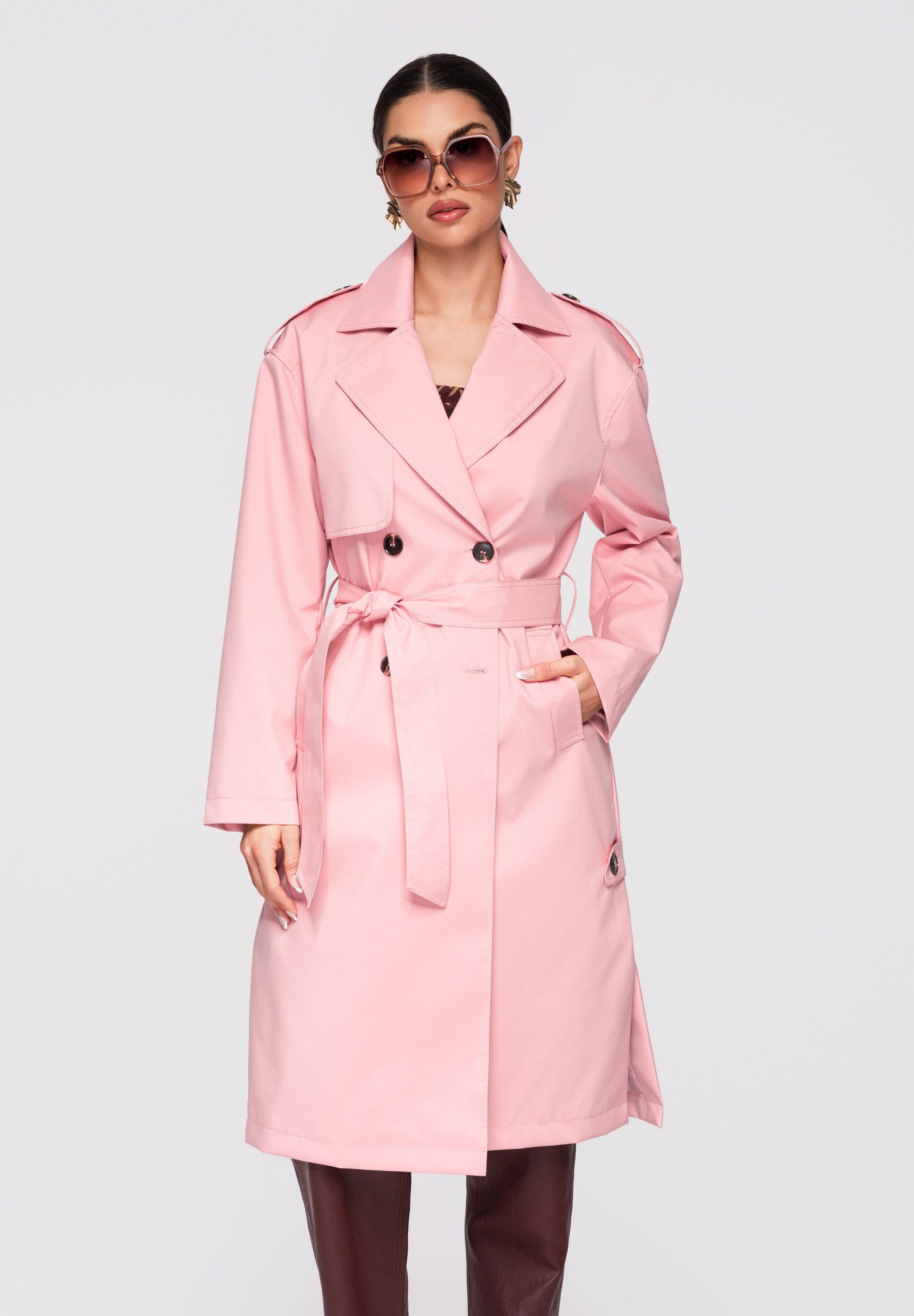 OMBRE Trenchcoat Knie­langer Übergangsmantel im klassischen Trenchcoat-Stil klassischer Trenchcoat-Schnitt