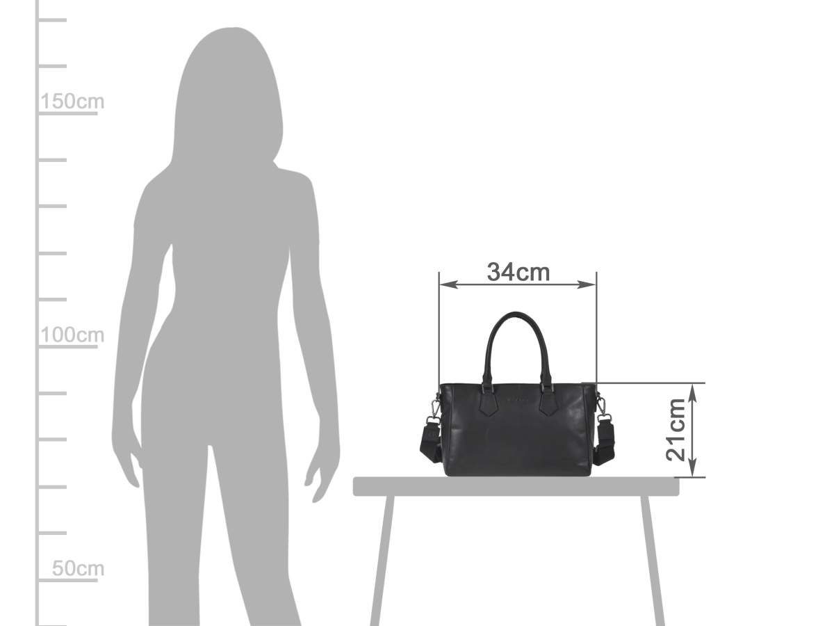 Greenburry Shopper Pure Black, Shopper, 1 Hauptfach, Tragegriffe, Reißverschlussfächer, Leder