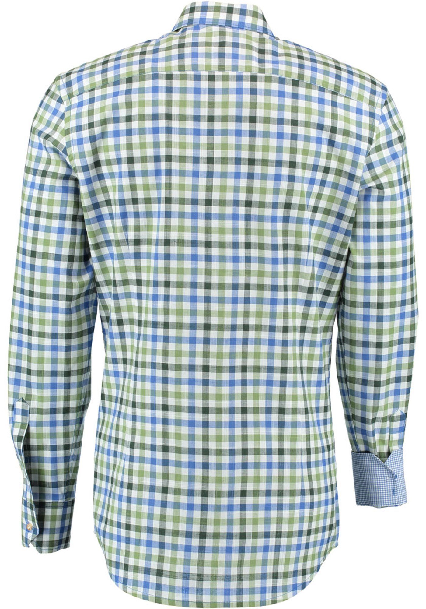 Junra der Kragen trachtengrün Langarmhemd und Manschette Trachtenhemd im Kontraststoff in mit OS-Trachten