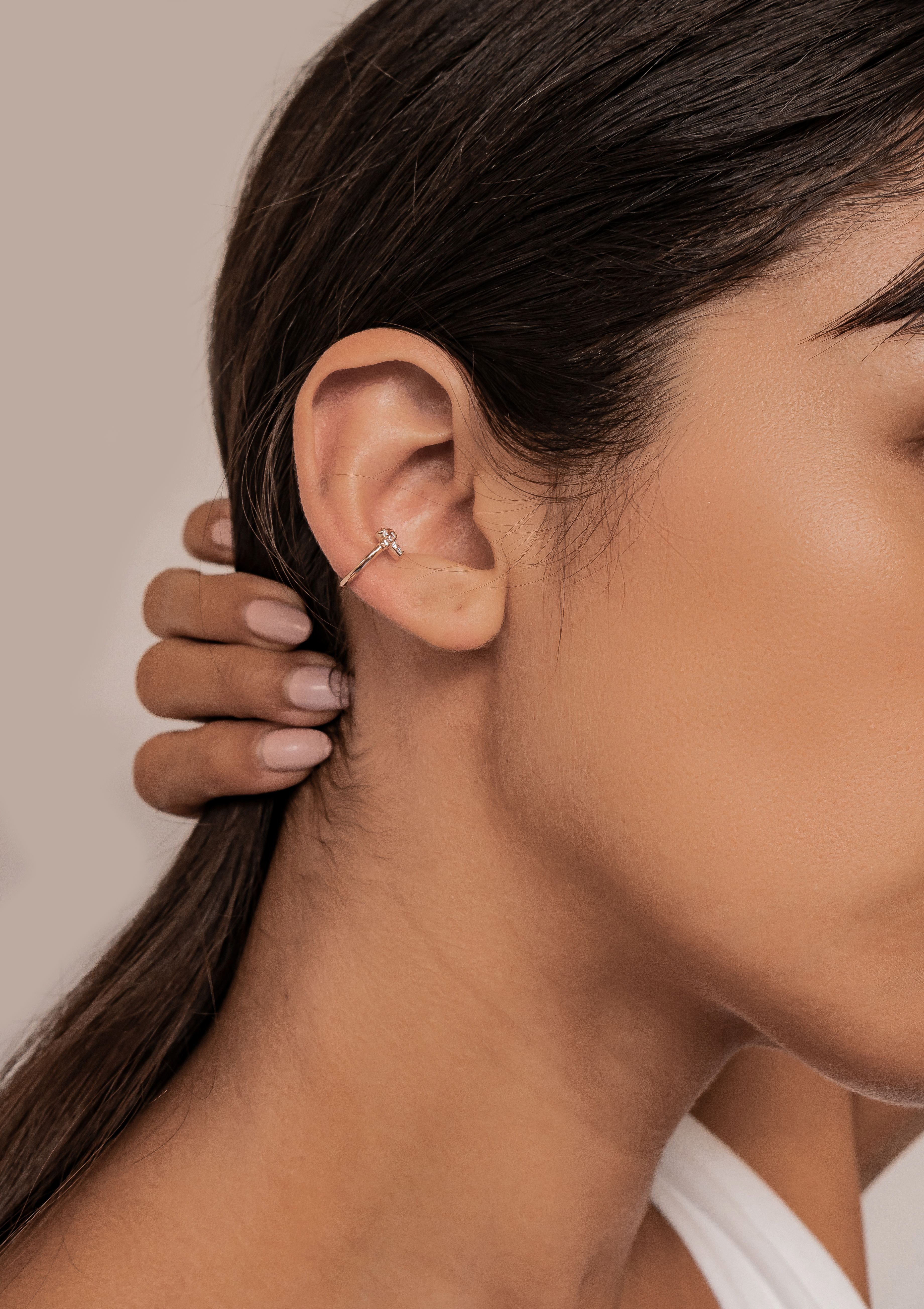 Hey Happiness Ohrklemme Mix und Match, aus 925 Silber vergoldet, Kreuz, Edelsteine oder Wellen Ohrring ohne Loch, Damen Ear Cuff