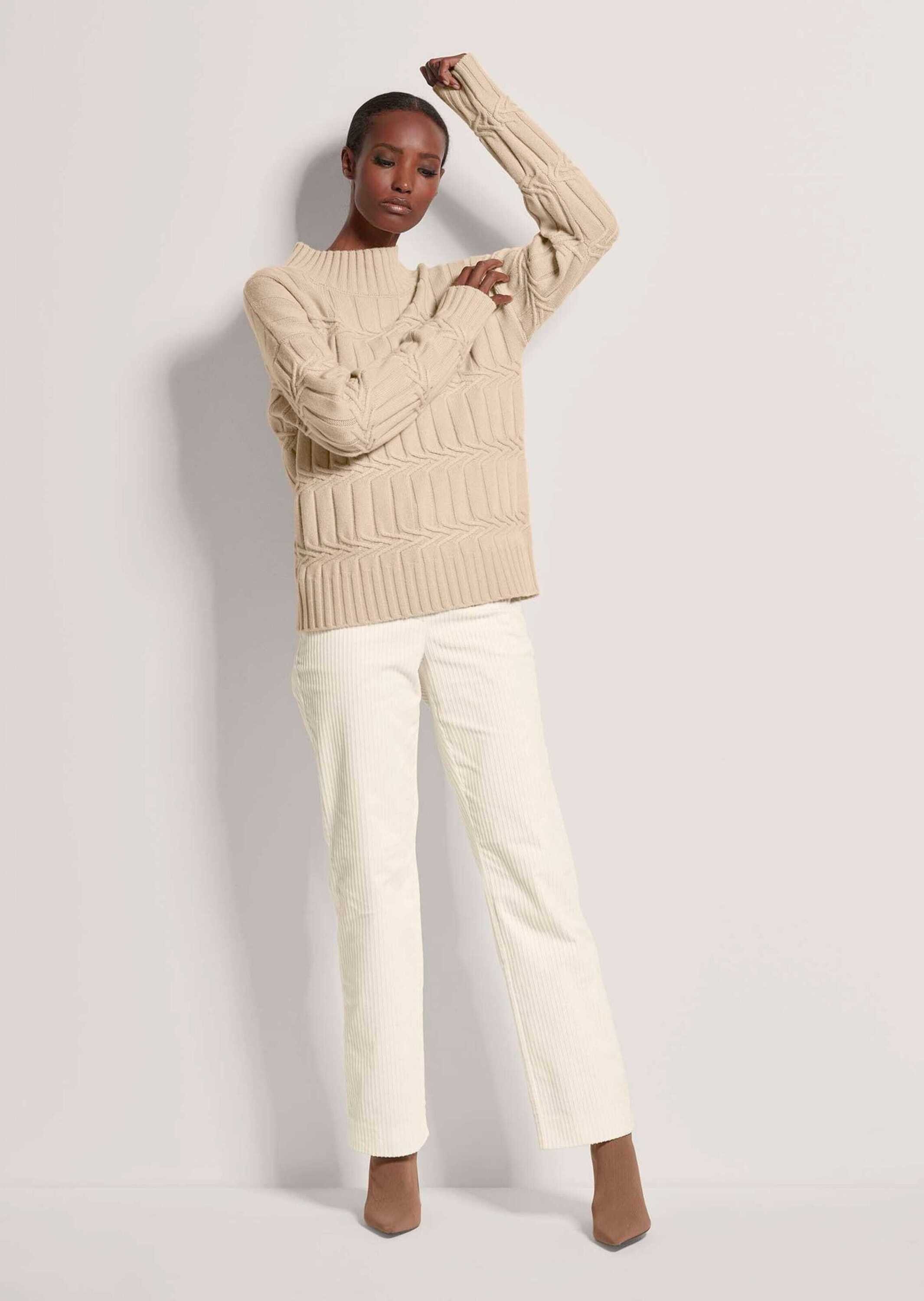 MADELEINE Strickpullover Stehkragen-Pullover mit Zopfmuster günstig online kaufen