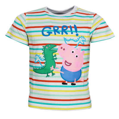 Peppa Pig Print-Shirt PEPPA Wutz George Saurier Jungen Kinder T-Shirt Gr. 92 bis 116, 100% Baumwolle
