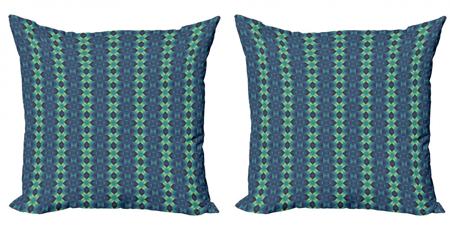Kissenbezüge Modern Accent Doppelseitiger Digitaldruck, Abakuhaus (2 Stück), Blau und Grün geometrische Zigzag | Kissenbezüge
