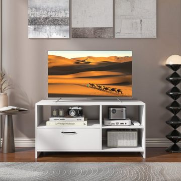 COSTWAY TV-Schrank Lowboard mit Schublade & offenen Fächern, 104,5x51,5x52cm