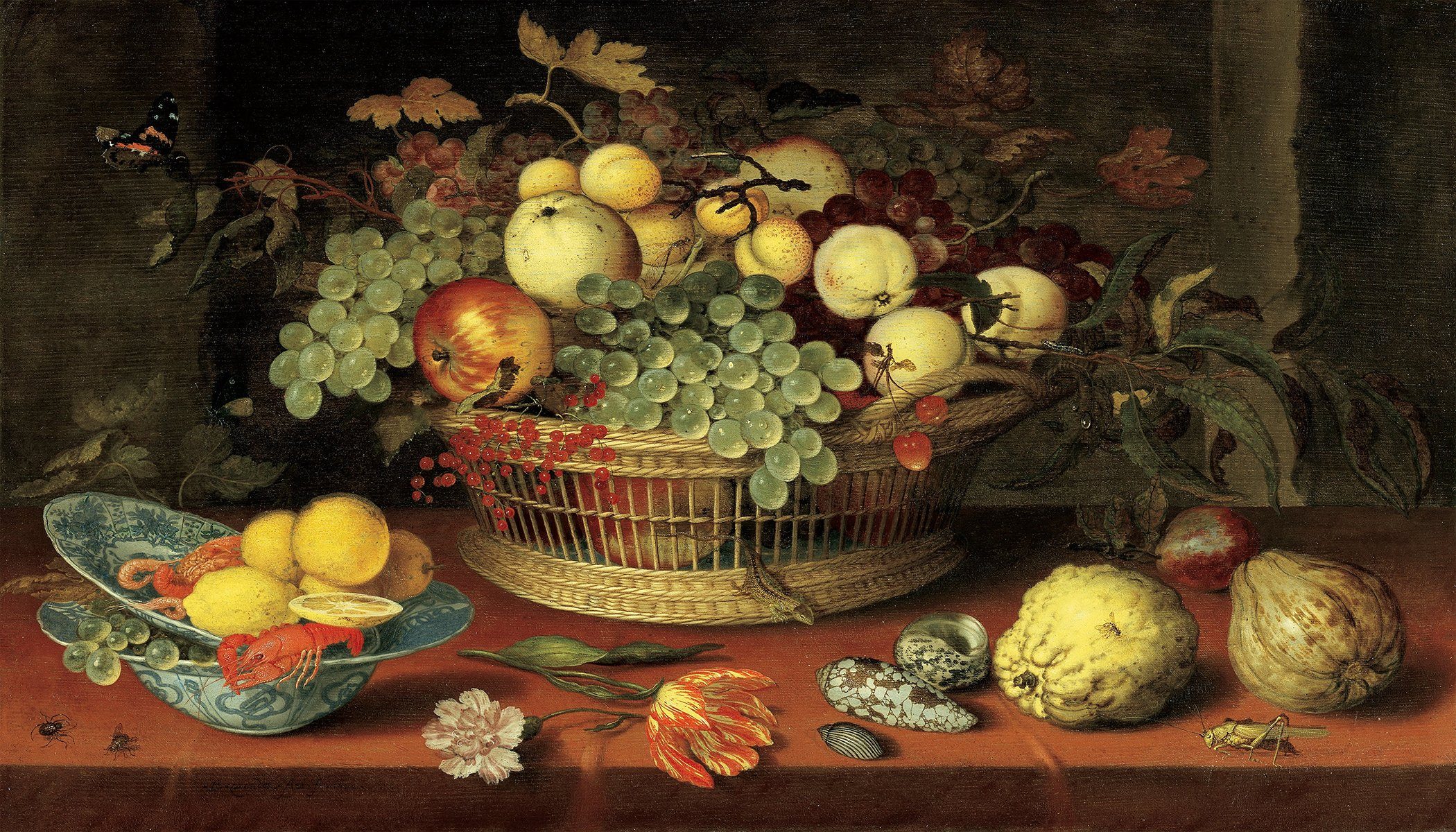 BillerAntik Kunstdruck Still Life with Basket of Fruit Balthasar van der Ast Stillleben Korb, (1 St)