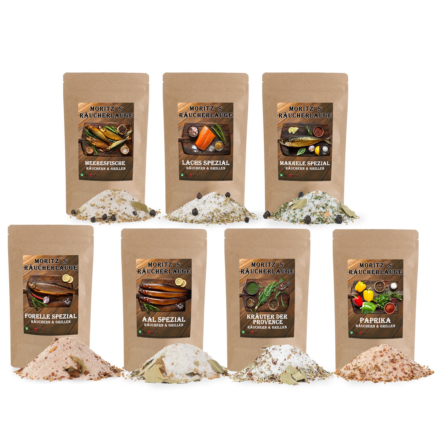 Moritz Räucherofen Räucherlauge 7er Set Aal, Forelle, Meeresfische uvm.