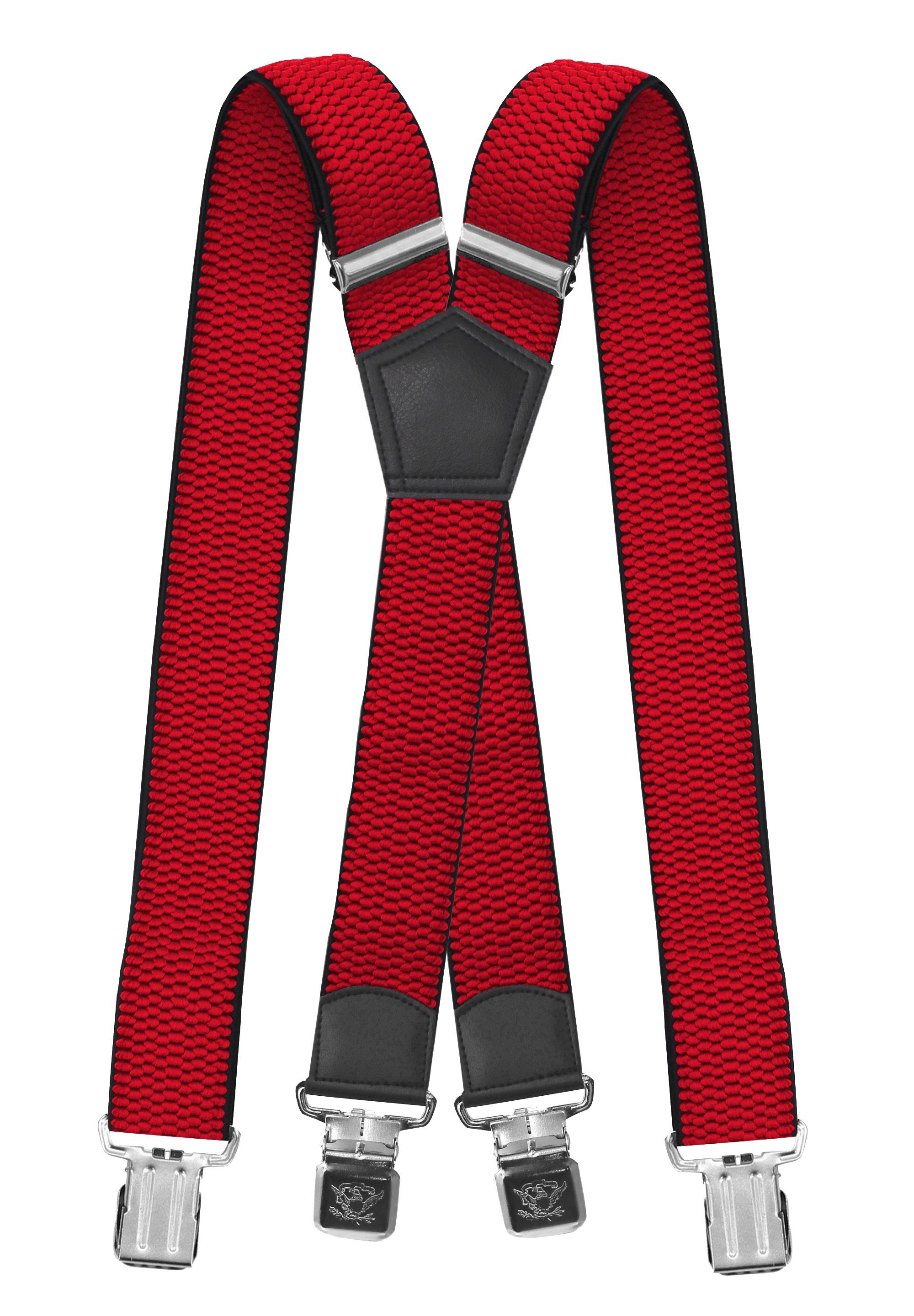 Fabio Farini Hosenträger 4cm Breites X-Design verstellbar mit extra starken Clipverschluss, Rot