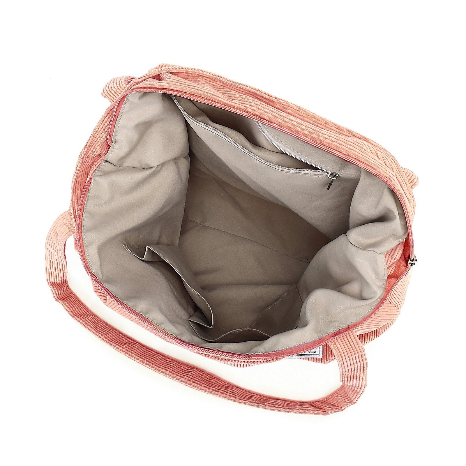 TAN.TOMI Henkeltasche Handtasche, Reißverschluss-Einkaufstasche mit Damen, Tasche Cordtasche Damenhandtasche, Altrosa