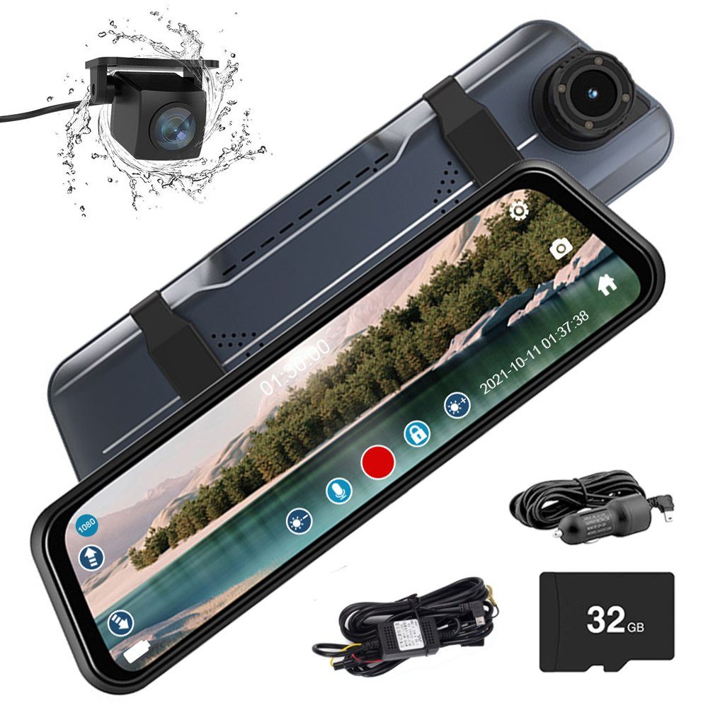 XIIW »Nachtsicht Spiegel Dashcam 10 Zoll Full HD 1080P, 160° Frontkamera  und 140° Rückfahrkamera Rückspiegel, G-Sensor Auto Kamera  Parküberwachung+32GB TF Karte« Dashcam (HD) online kaufen | OTTO