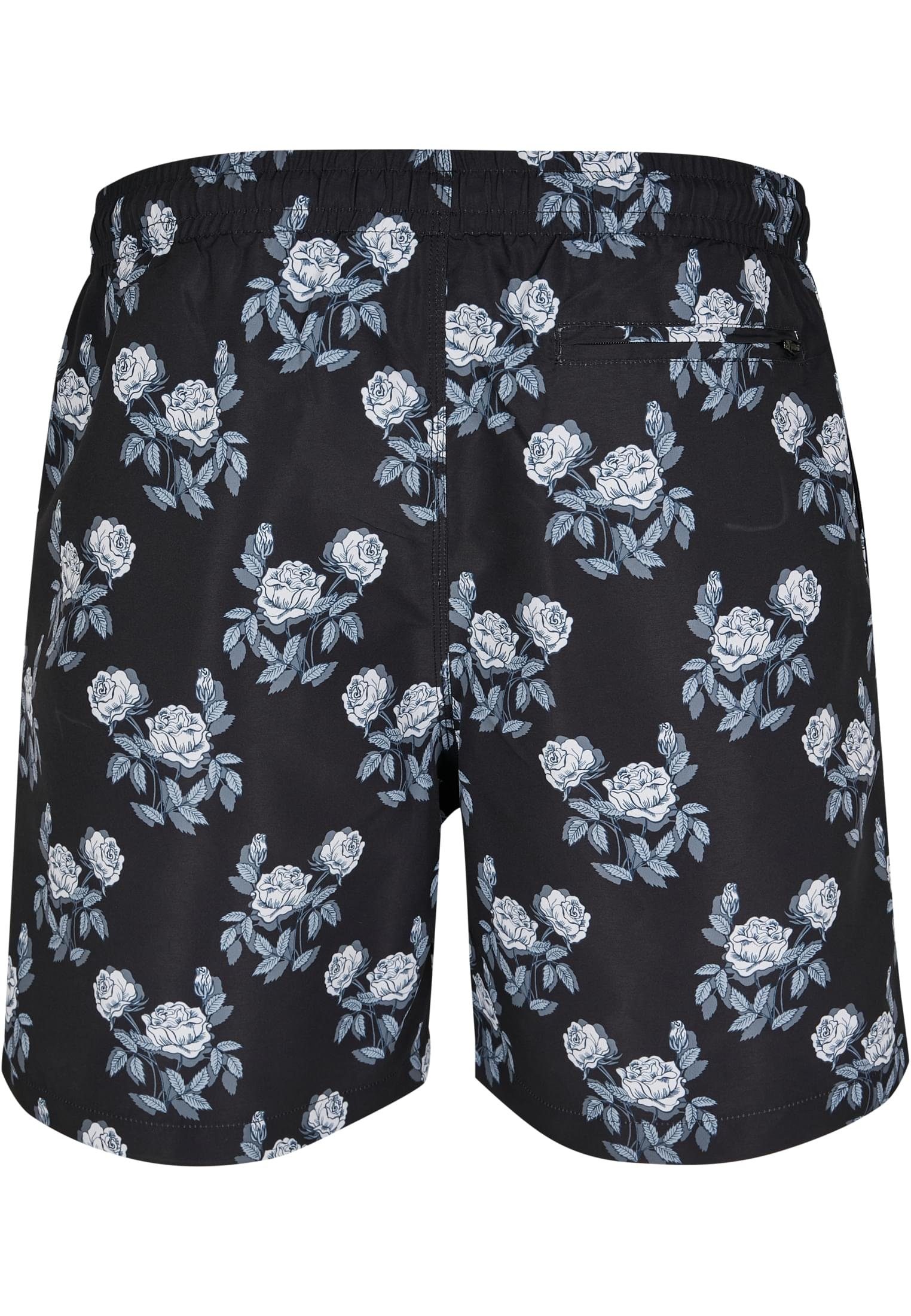 URBAN CLASSICS Badeshorts Herren Swim Pattern black/rose Shorts