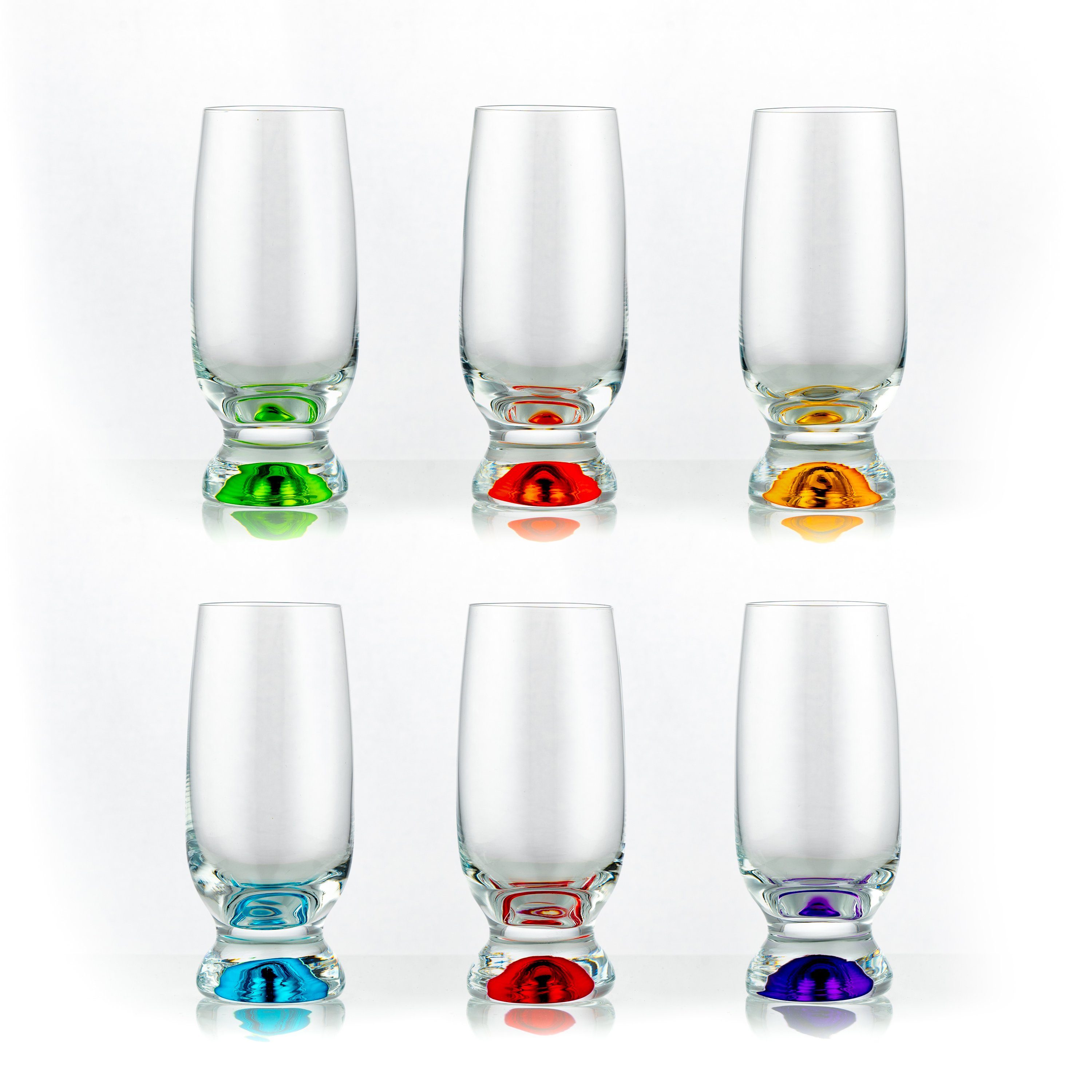 Crystalex Bierglas Gina Sprayed Biergläser Longdrinks 350 ml 6er Set, Kristallglas, mehrfarbig, Kristallglas